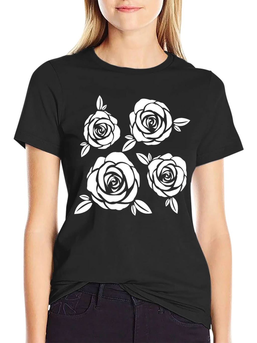 Floral Rose Graphic Black T-Shirt product image 2