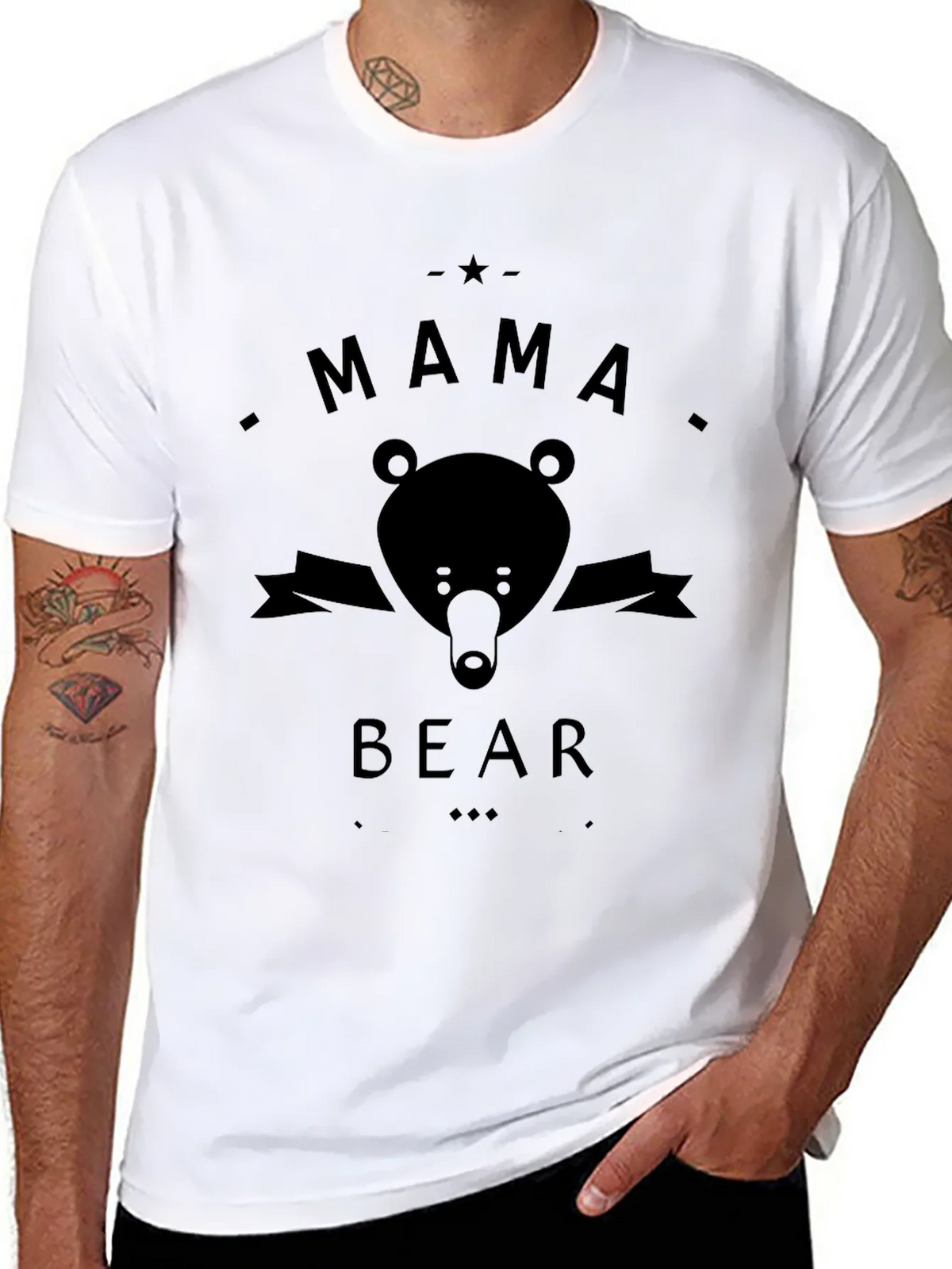 Mama Bear Black Graphic T-Shirt product image 7