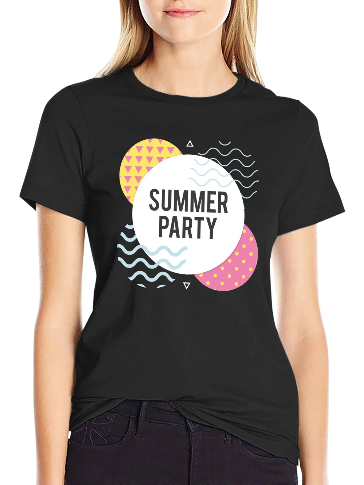 Summer Party Graphic Tee - Black Cotton Casual T-Shirt product image 2