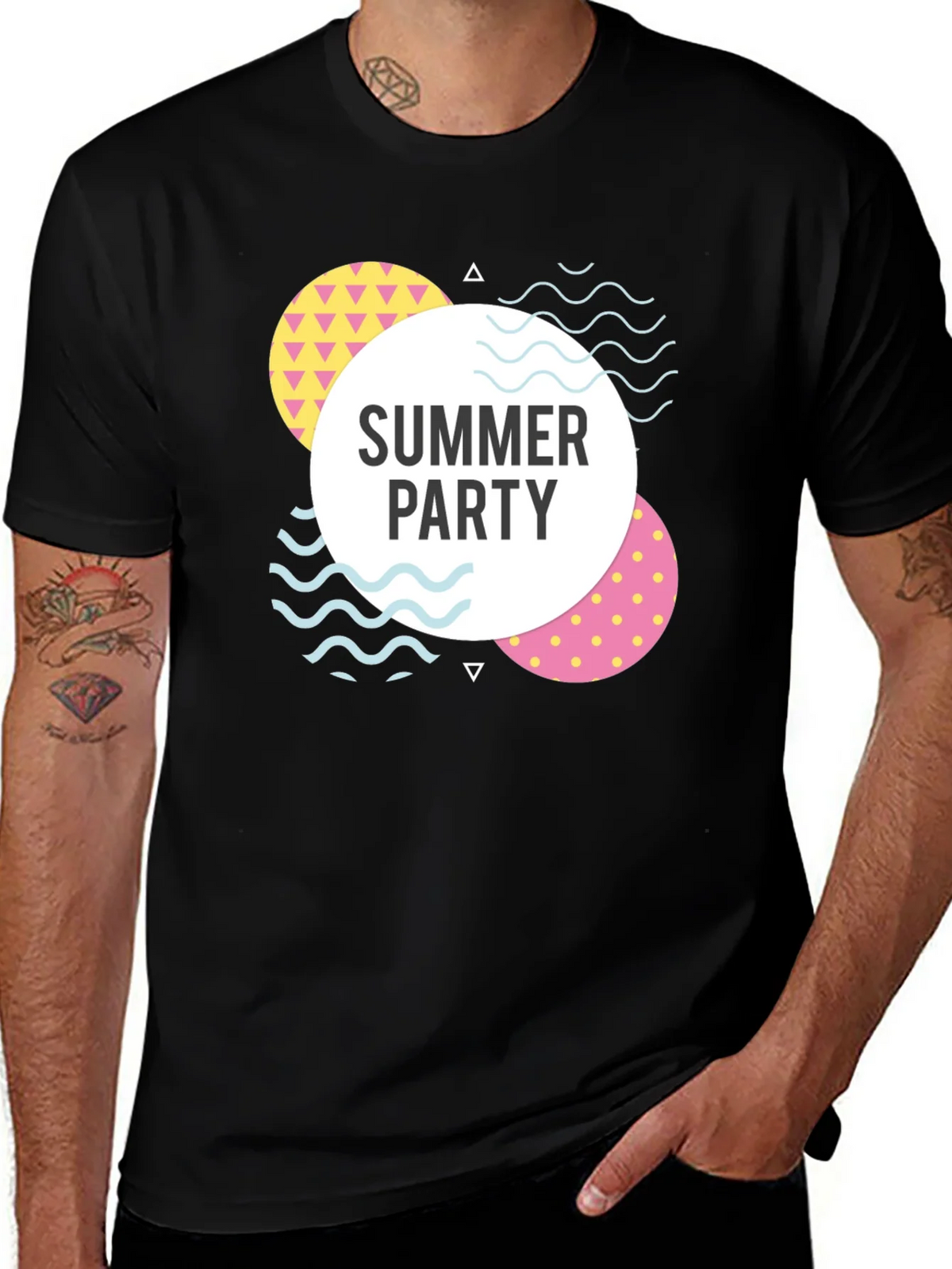 Summer Party Graphic Tee - Black Cotton Casual T-Shirt product image 1