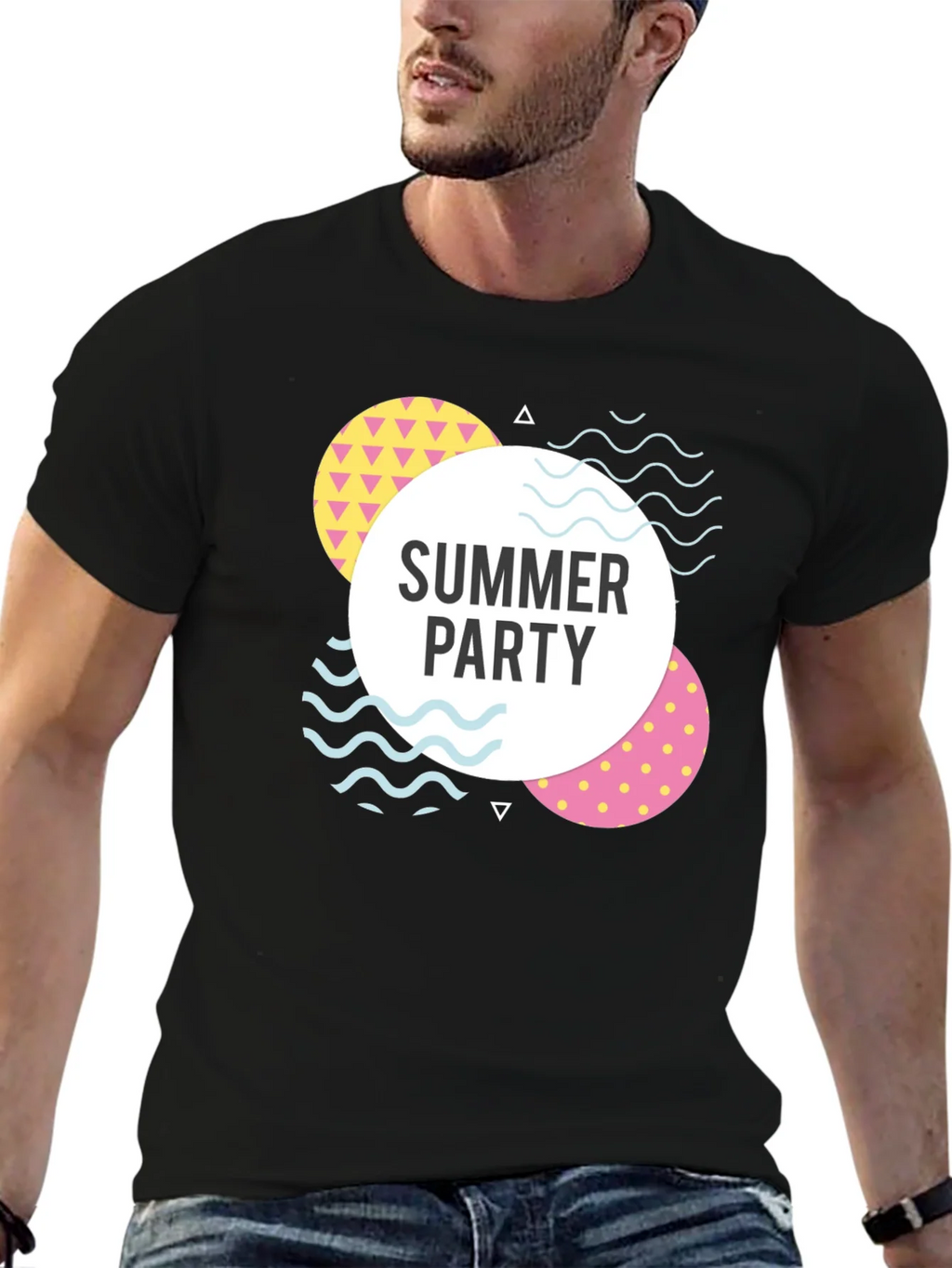 Summer Party Graphic Tee - Black Cotton Casual T-Shirt product image 6
