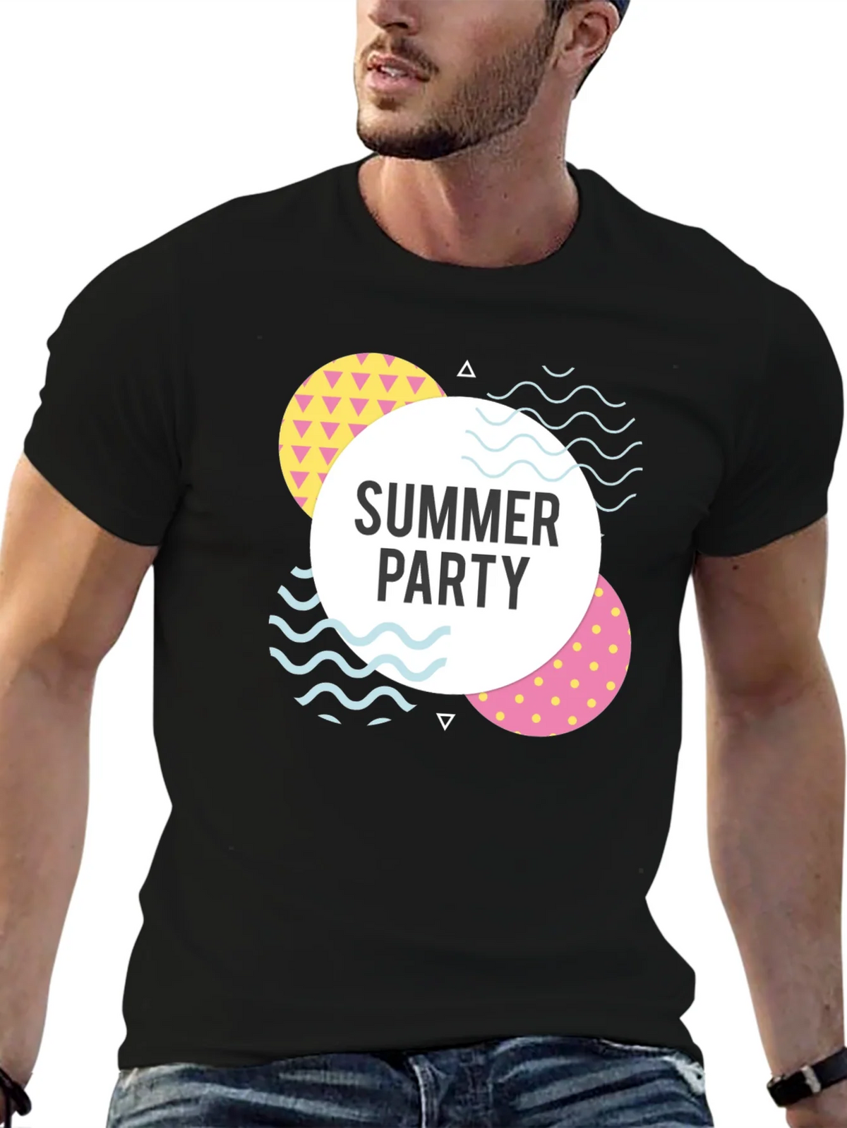 Summer Party Graphic Tee - Black Cotton Casual T-Shirt product image 6