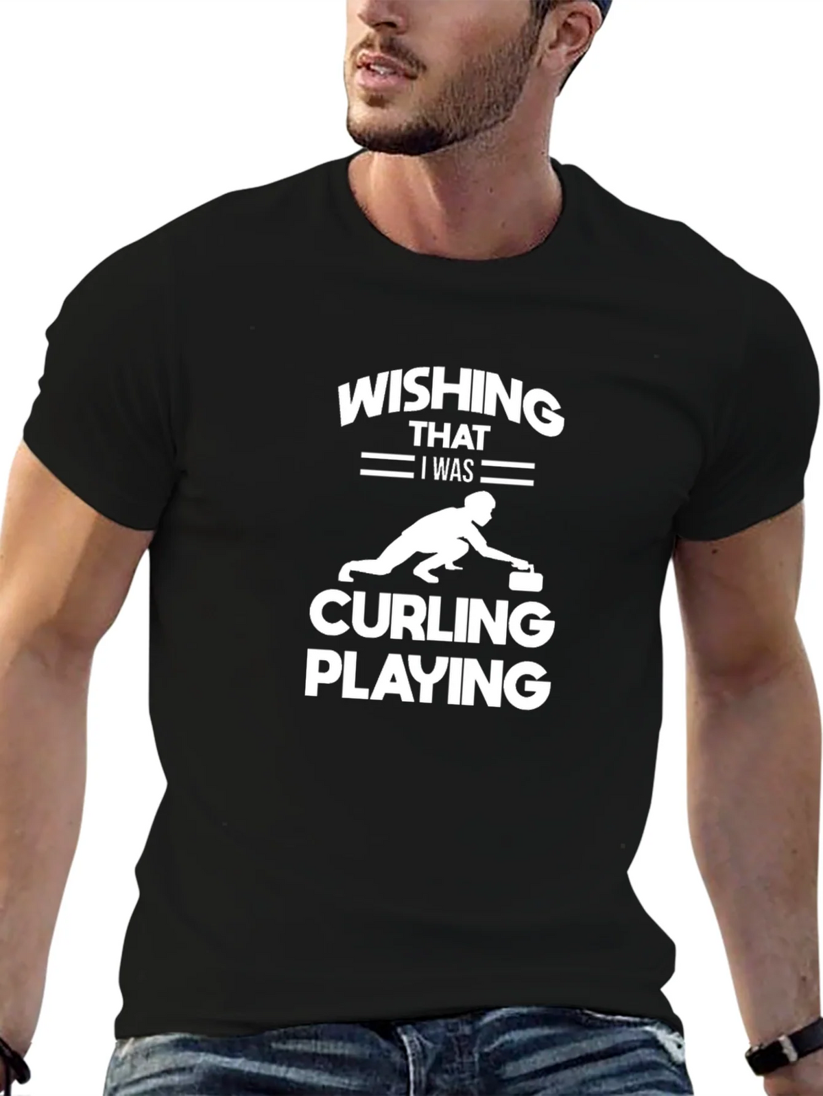 Curling Player Graphic T-Shirt - Wishing I Was product image 3