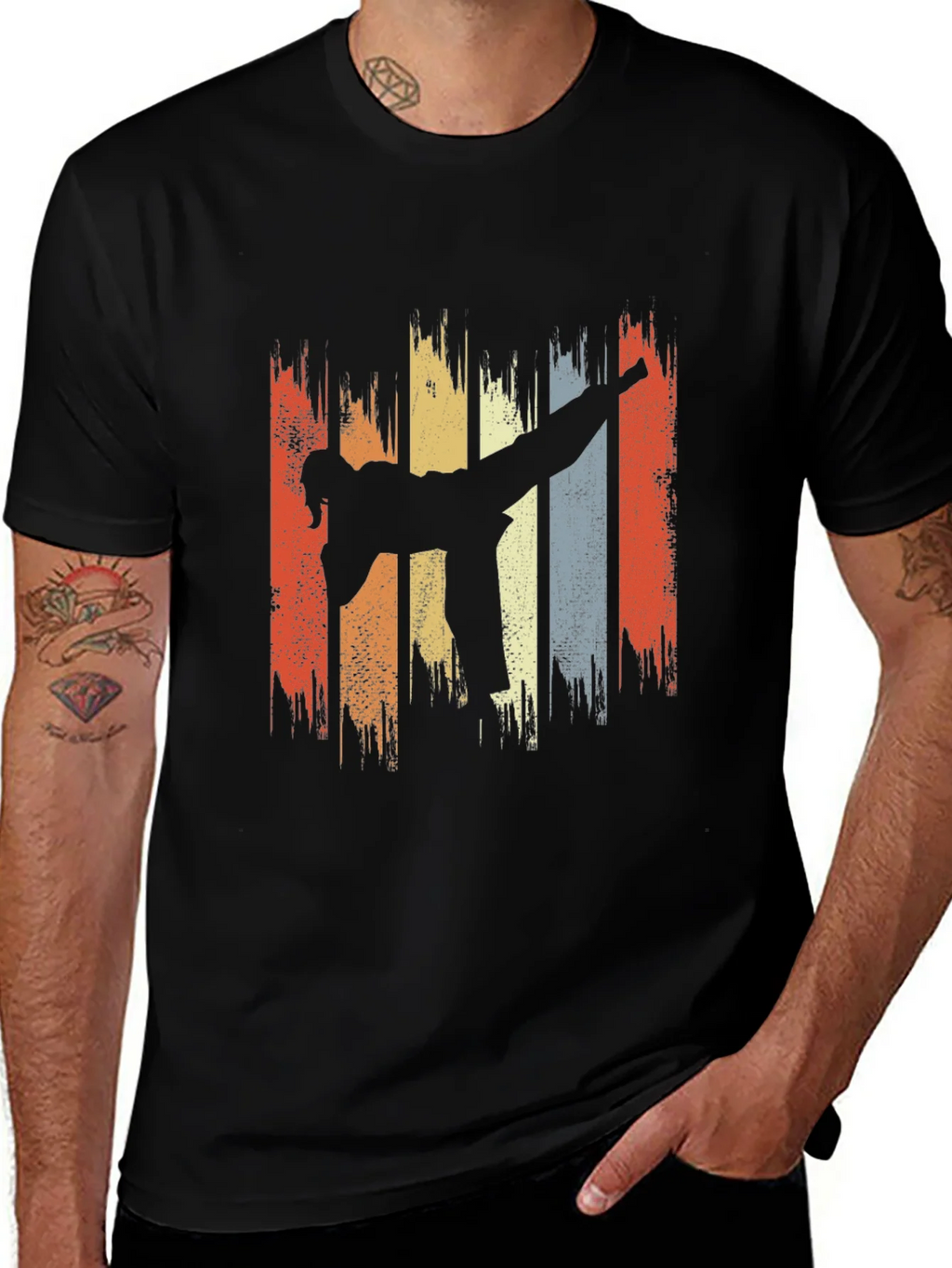 Retro Martial Arts Kick T-Shirt product image 1