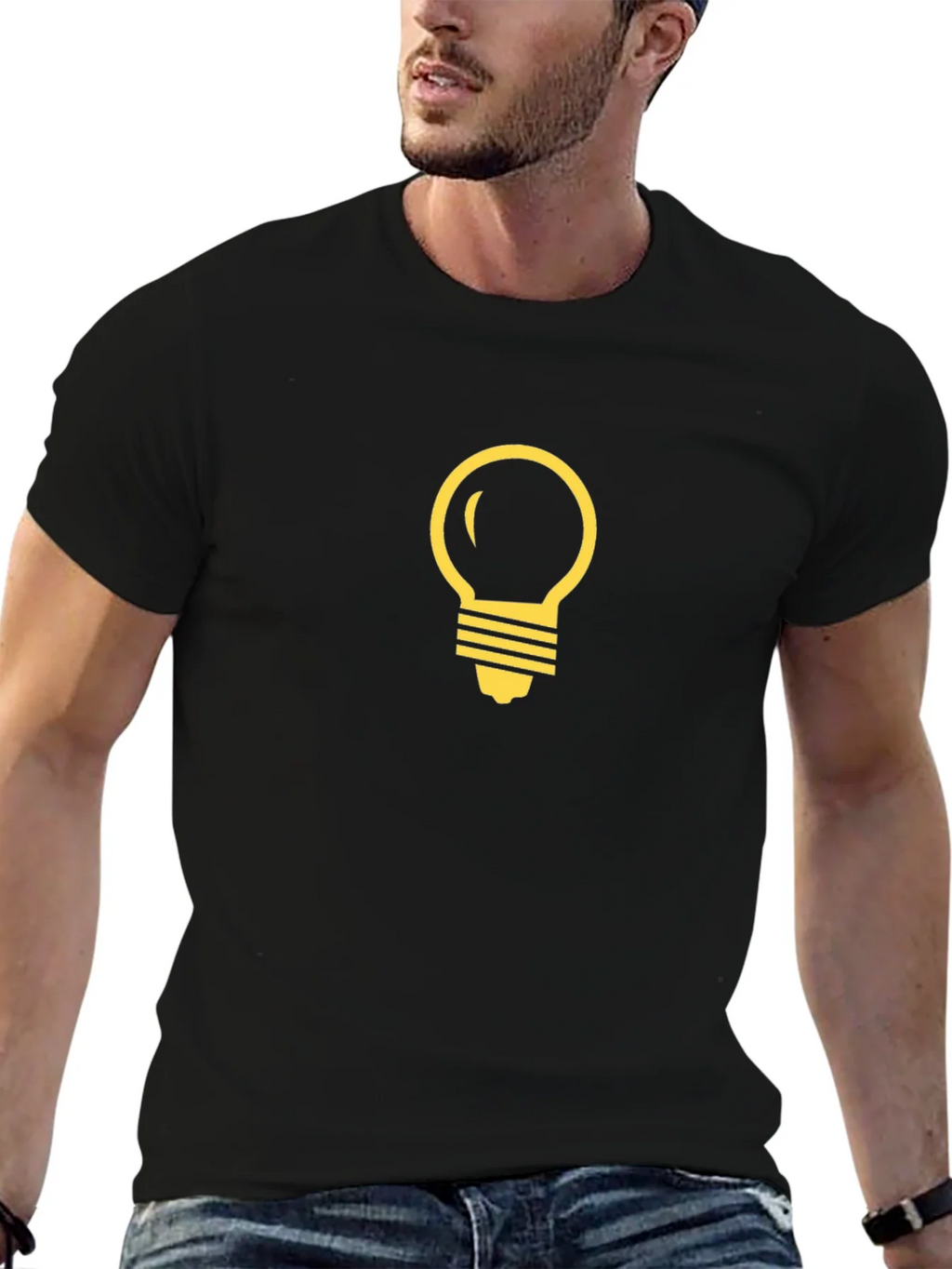 Black T-Shirt with Light Bulb Graphic product image 2