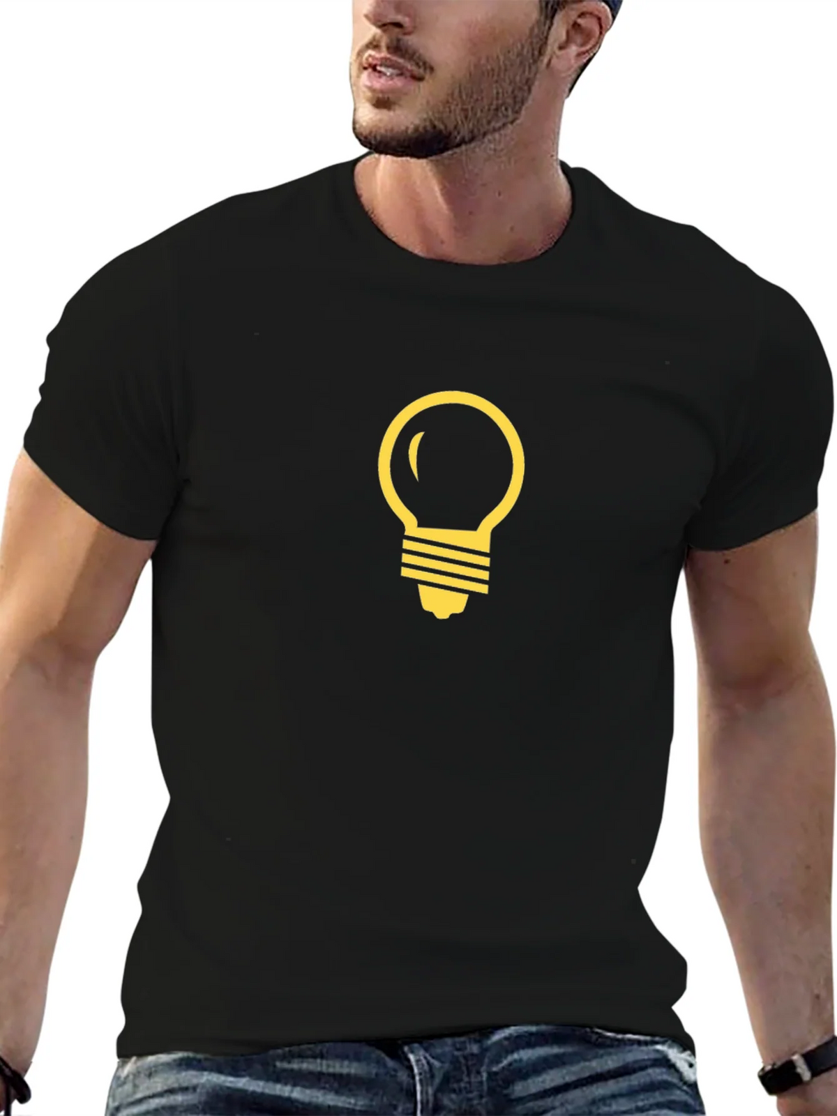 Black T-Shirt with Light Bulb Graphic product image 2