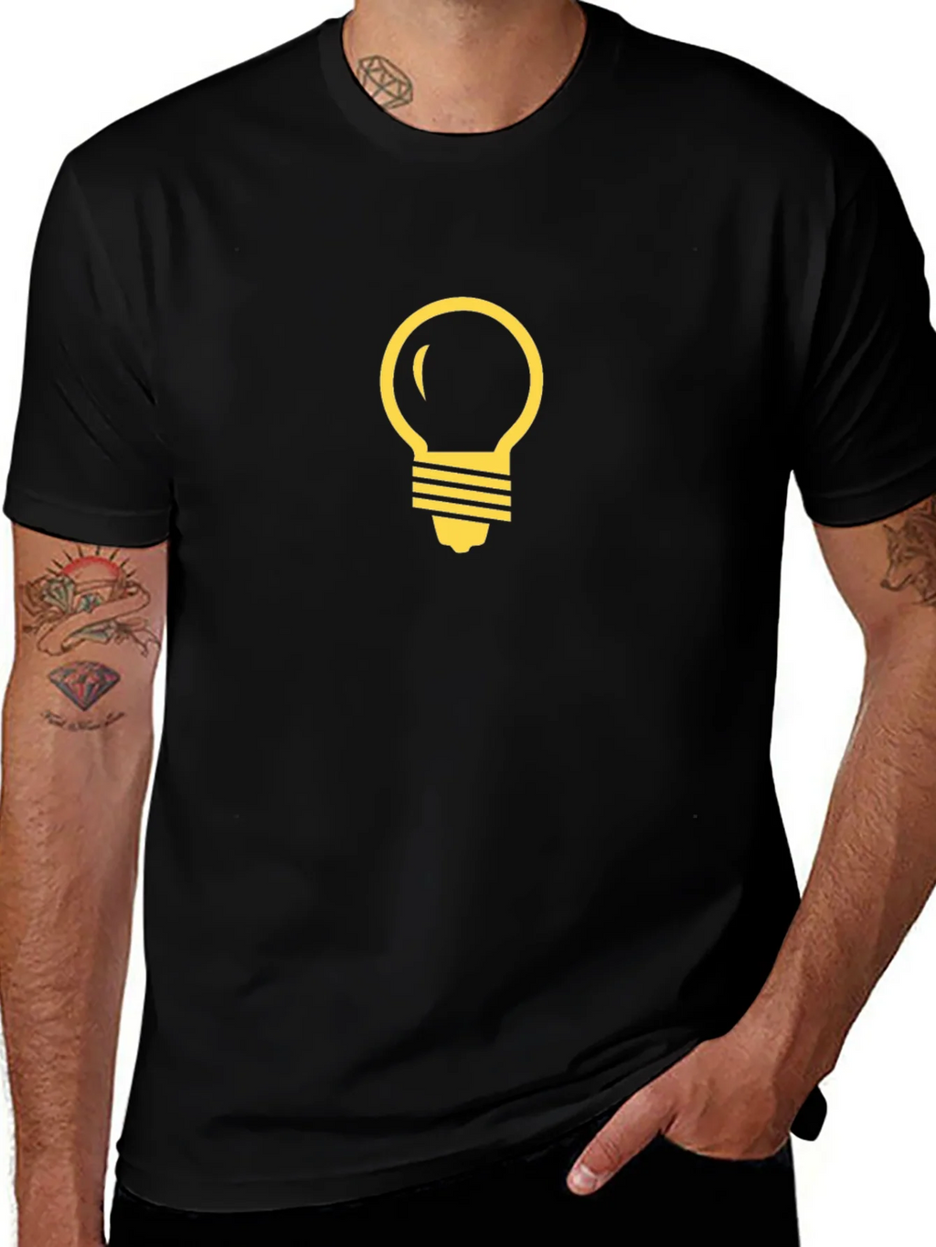 Black T-Shirt with Light Bulb Graphic product image 1