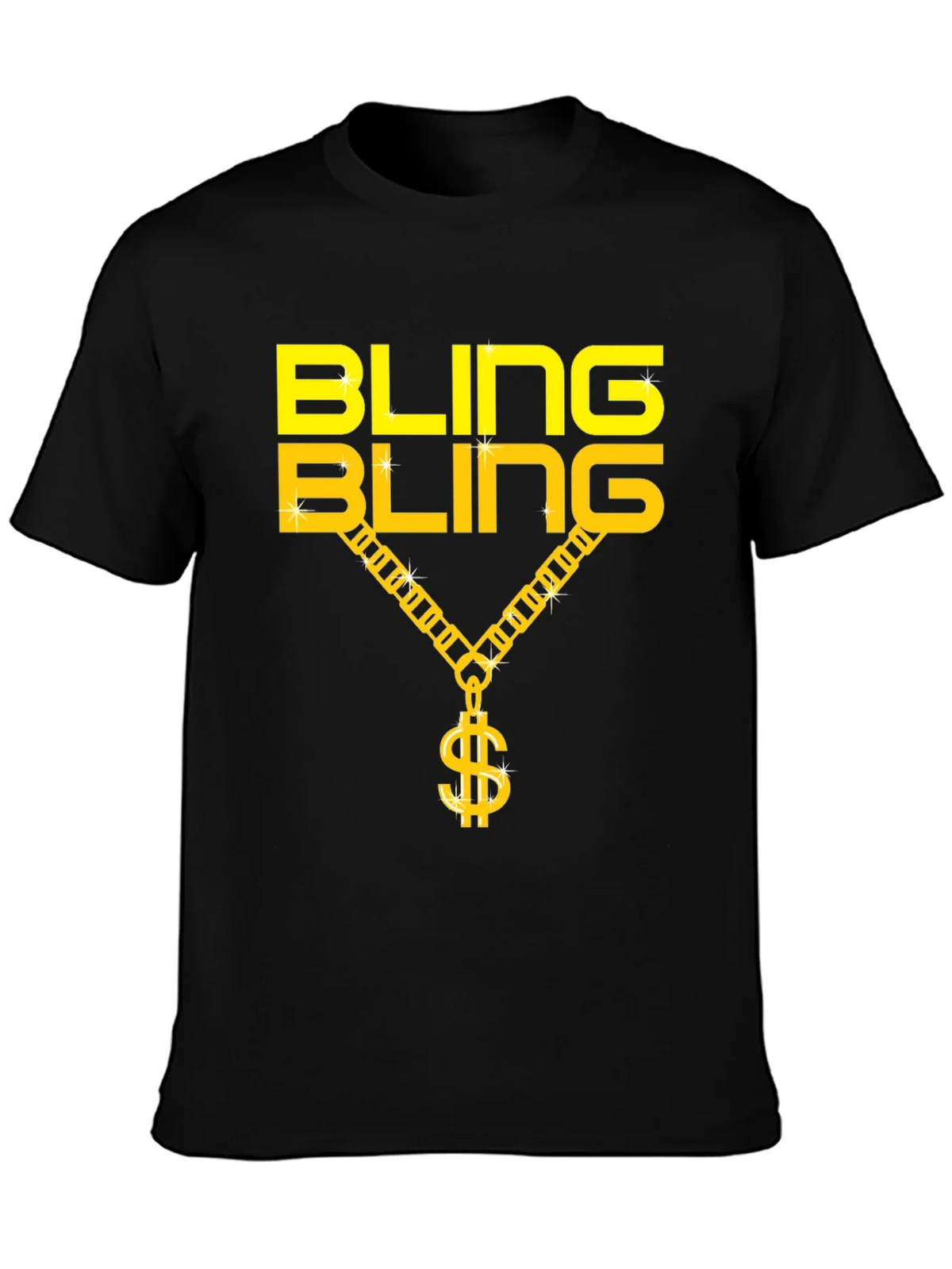 Bling Gold Chain Dollar Sign Black T-Shirt product image 3