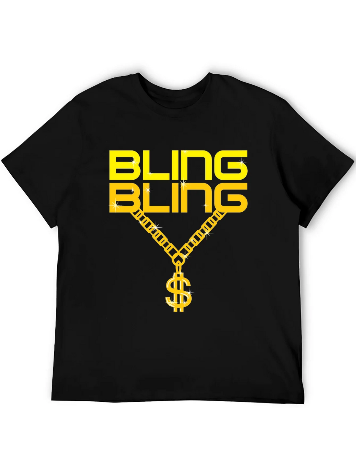 Bling Gold Chain Dollar Sign Black T-Shirt product image 5