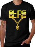 Bling Gold Chain Dollar Sign Black T-Shirt product image 1