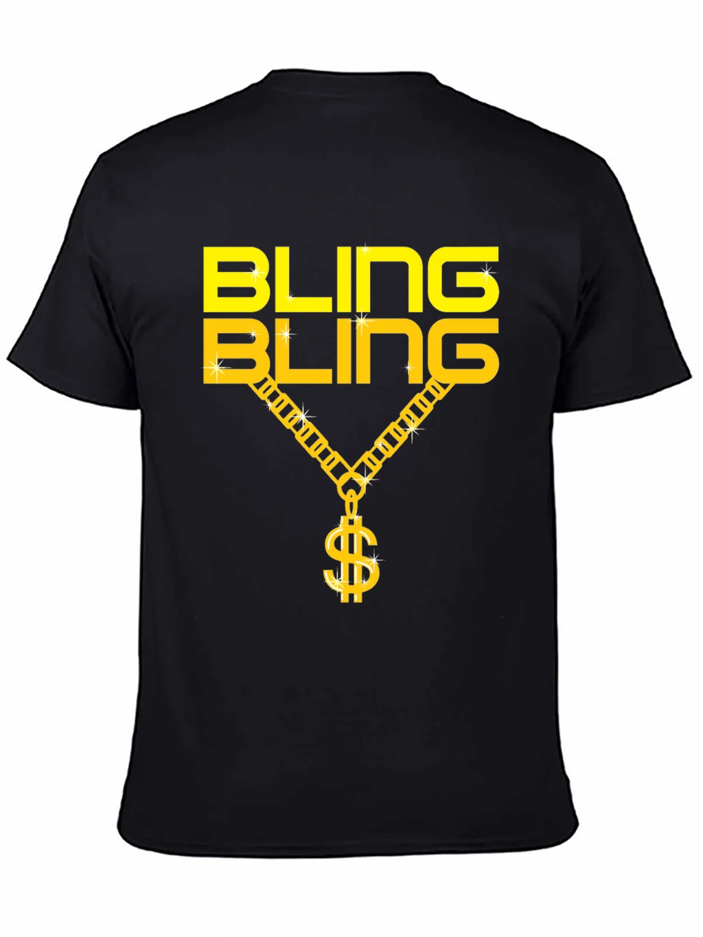 Bling Gold Chain Dollar Sign Black T-Shirt product image 4