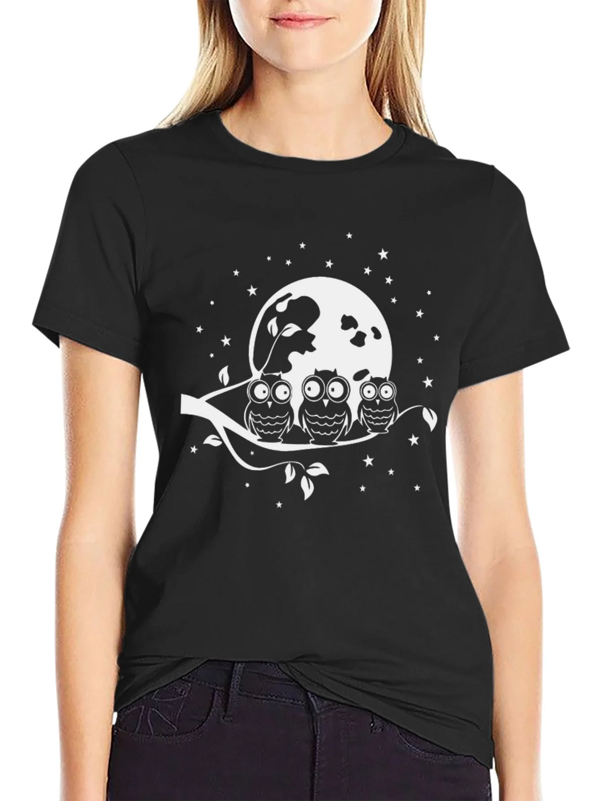 Owl Moon Graphic Tee - Unisex Black T-Shirt product image 1