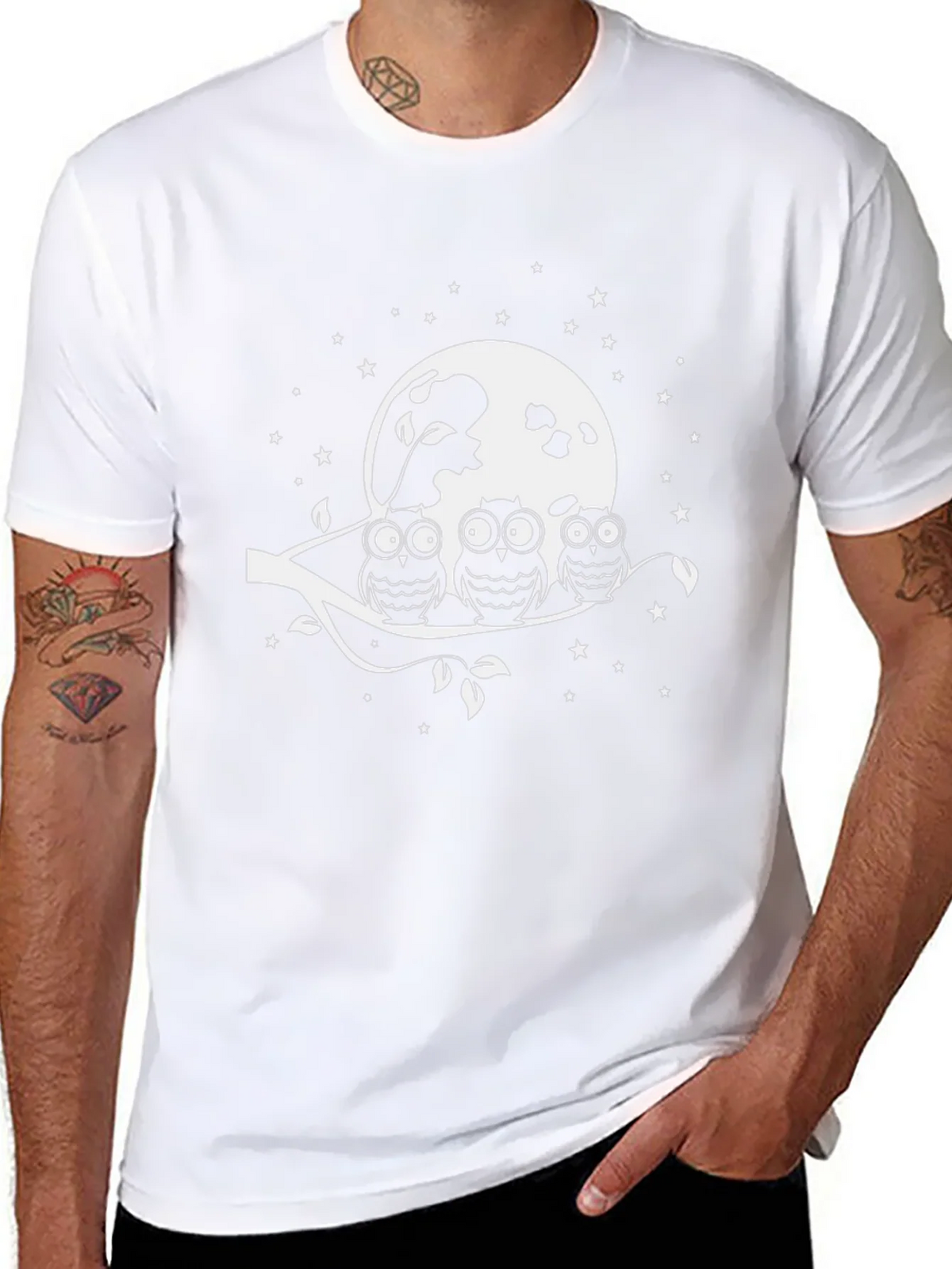 Owl Moon Graphic Tee - Unisex Black T-Shirt product image 2