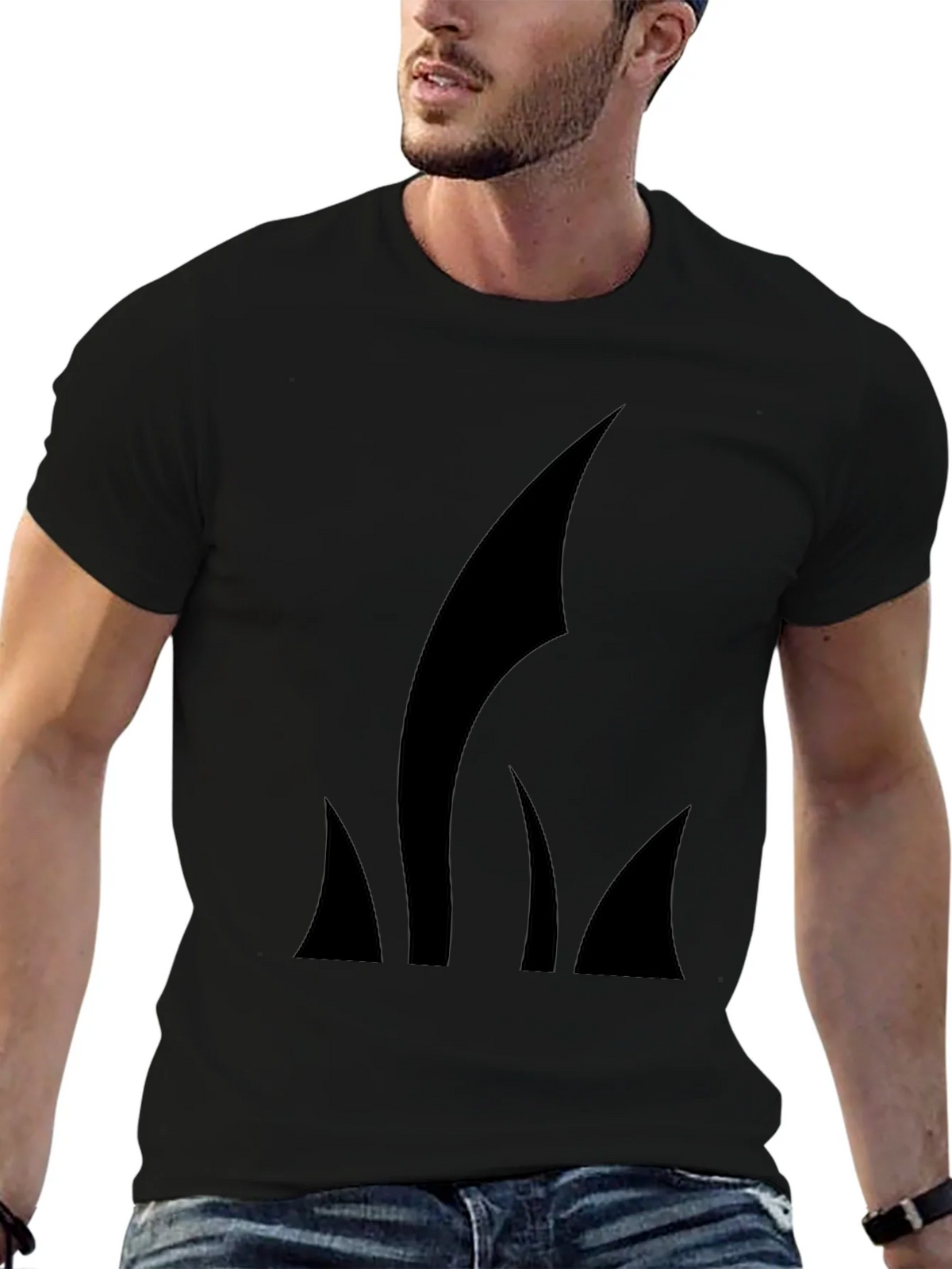 Mens Black T-Shirt with Abstract Graphic product image 6