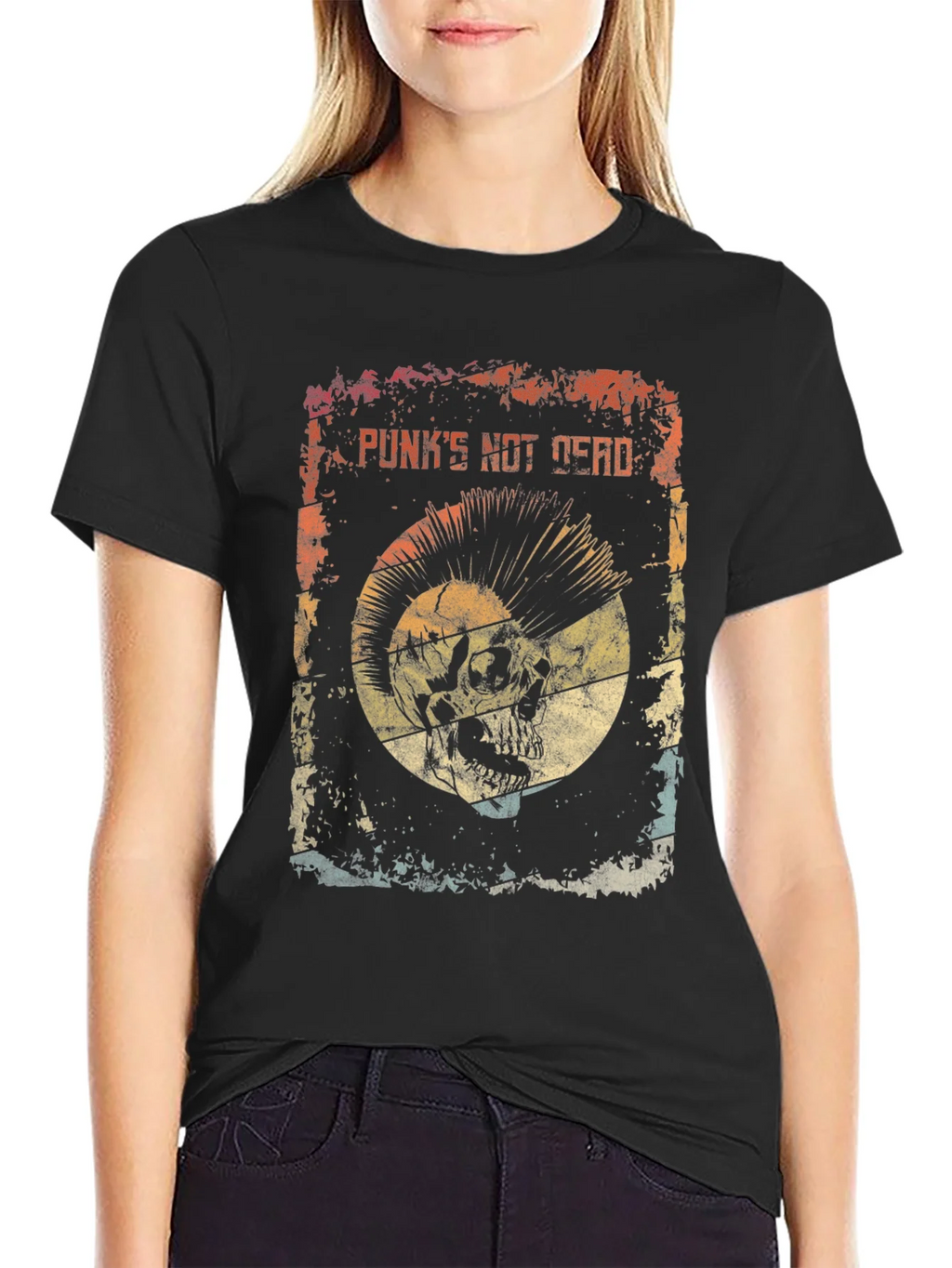 Punks Not Dead Skull Graphic Tee - Rocker Style product image 2