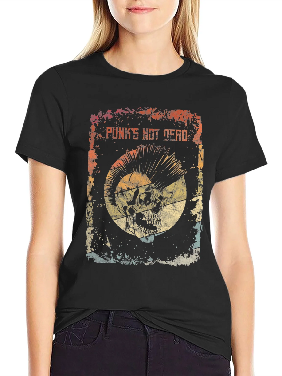 Punks Not Dead Skull Graphic Tee - Rocker Style product image 2