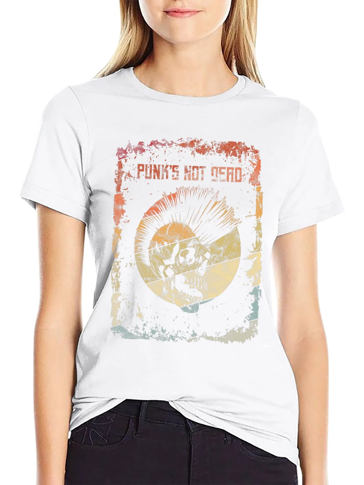 Punks Not Dead Skull Graphic Tee - Rocker Style product image 8