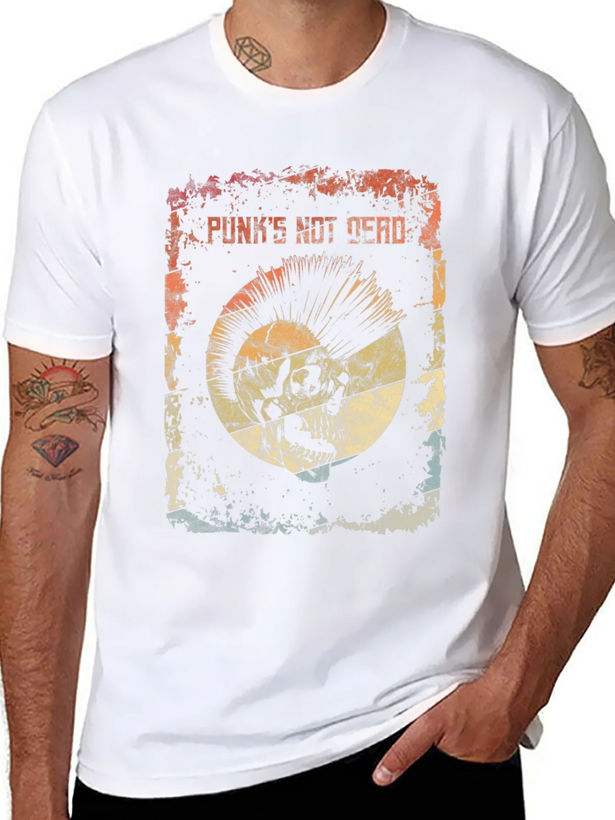 Punks Not Dead Skull Graphic Tee - Rocker Style product image 7