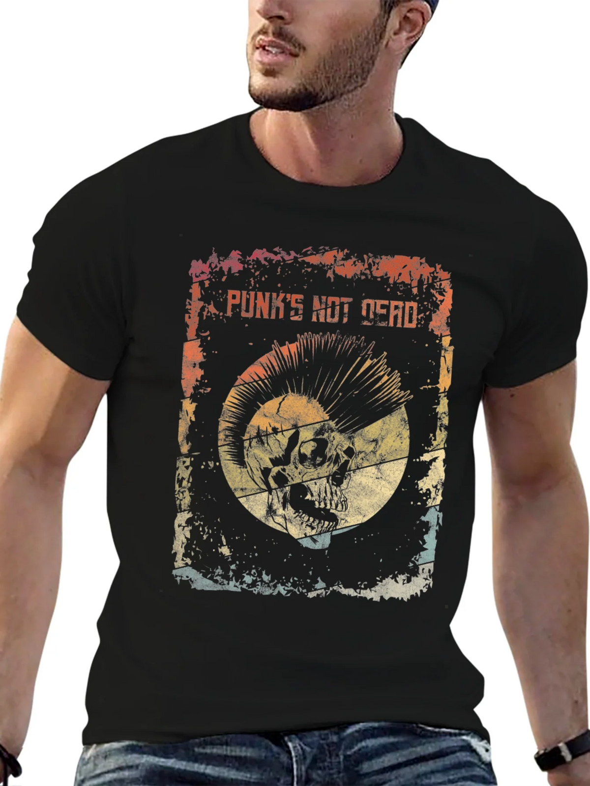 Punks Not Dead Skull Graphic Tee - Rocker Style product image 6