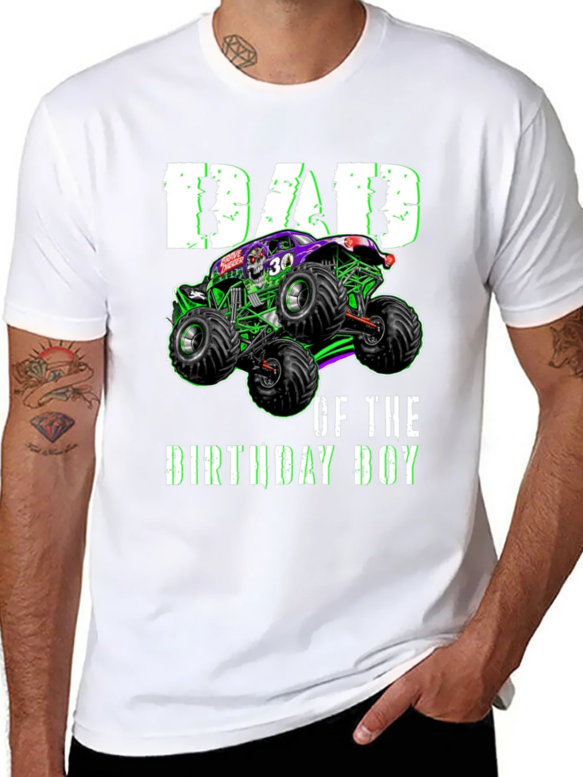 Dad of the Birthday Boy Monster Truck T-Shirt product image 6