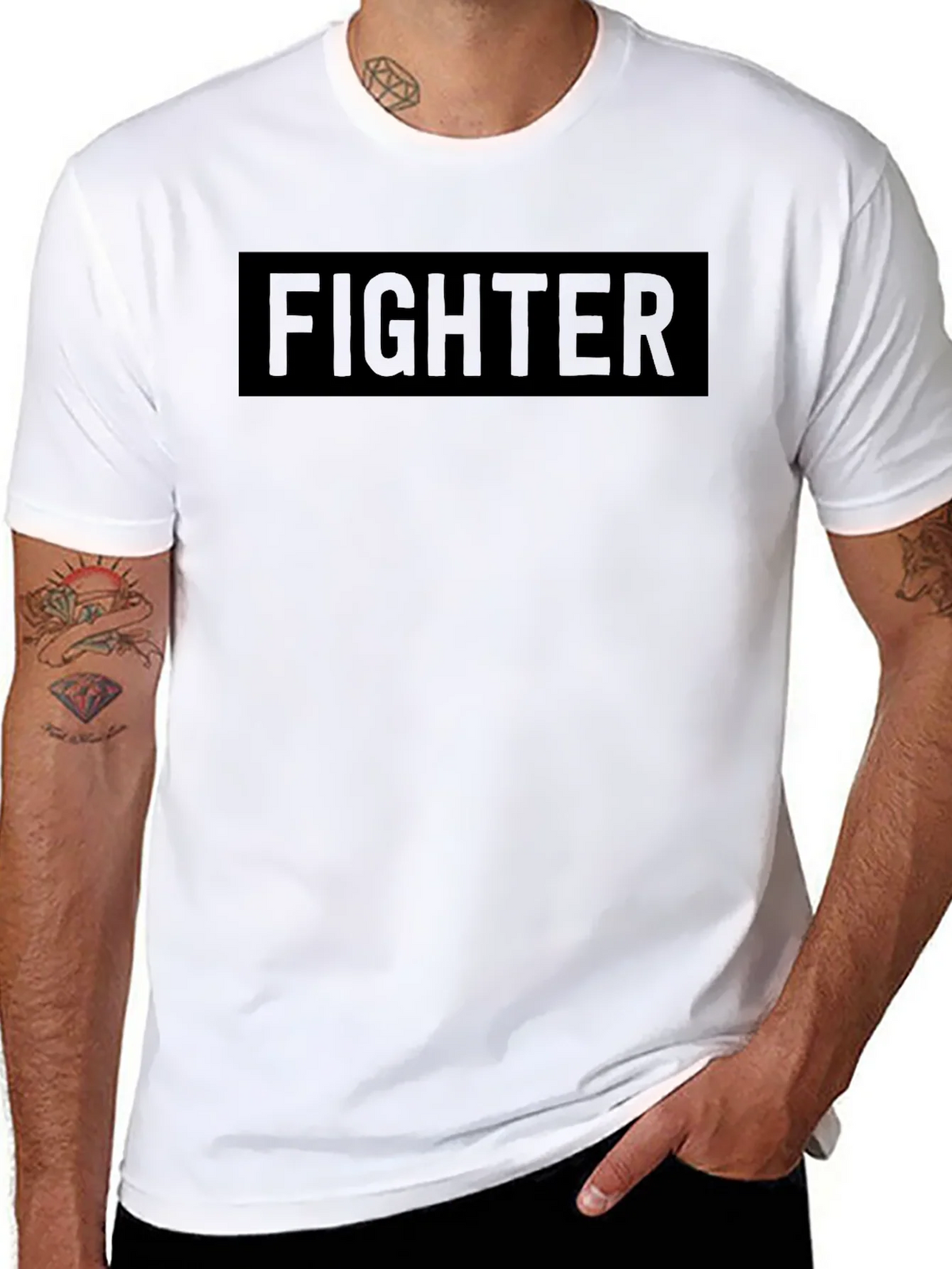 Fighter Graphic Tee - Black Crew Neck product image 7