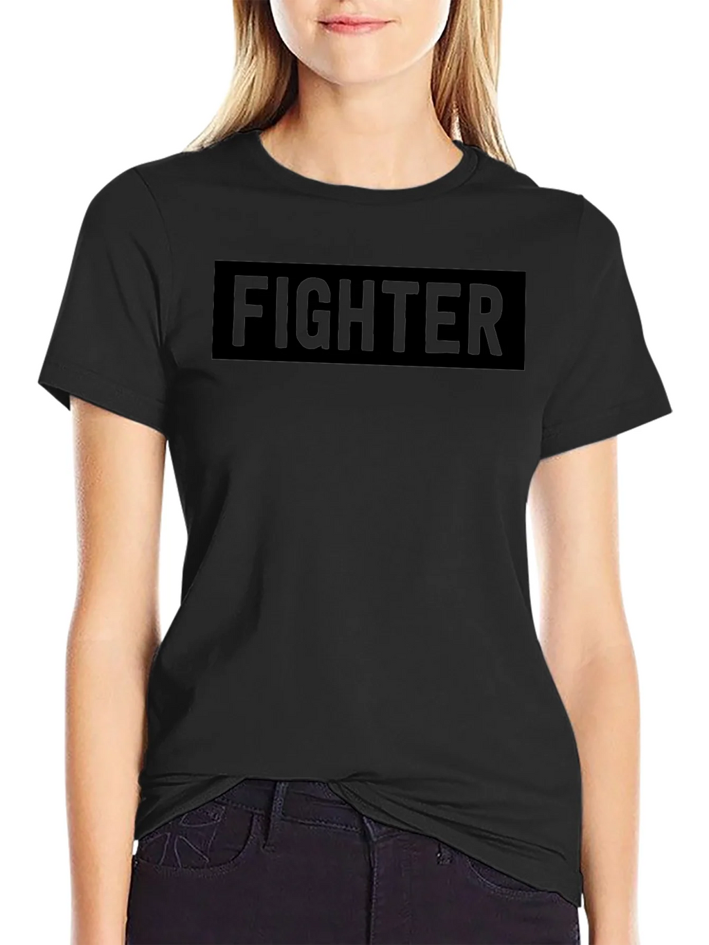 Fighter Graphic Tee - Black Crew Neck product image 2