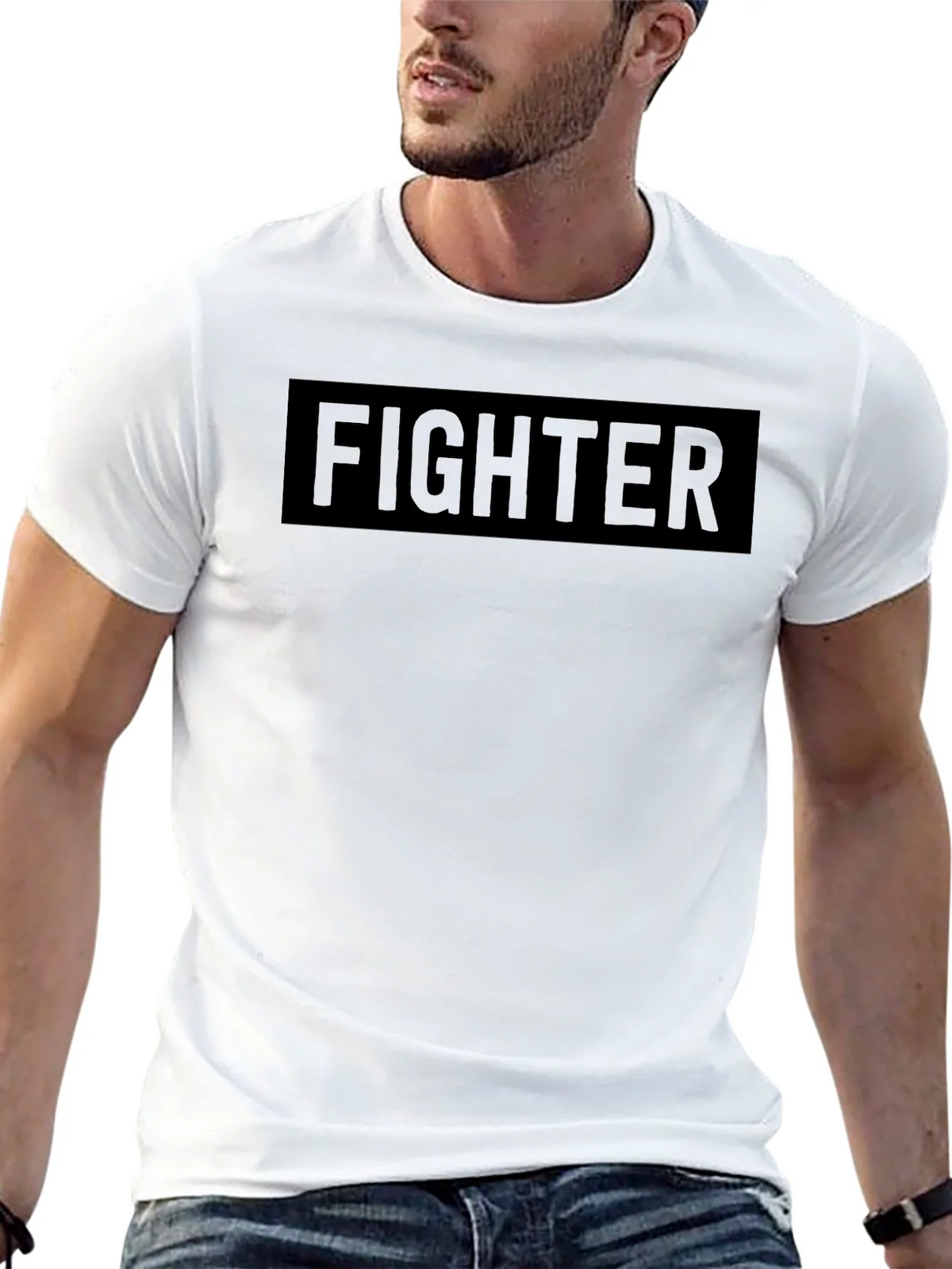 Fighter Graphic Tee - Black Crew Neck product image 11