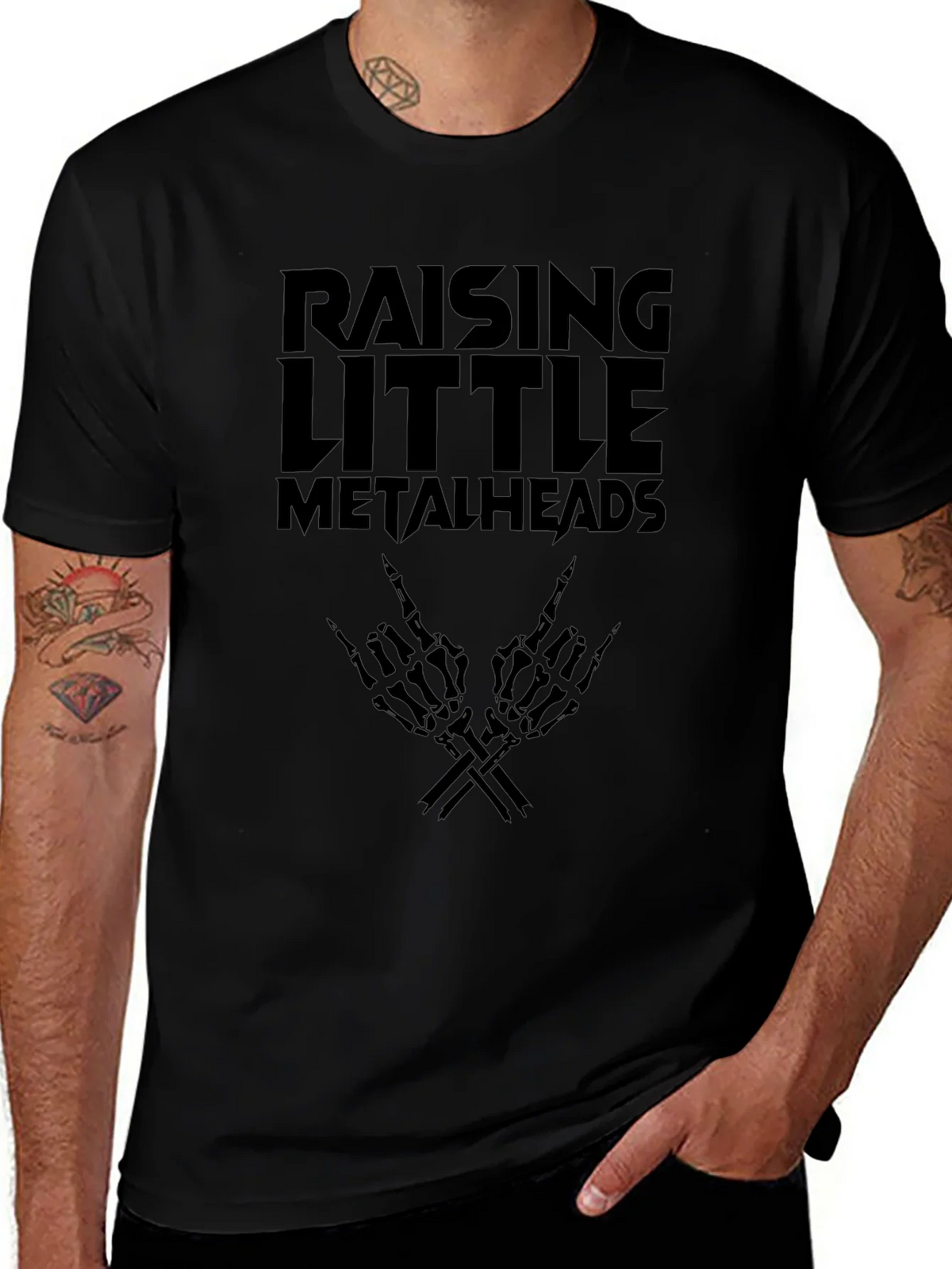Raising Little Metalheads Black Graphic T-Shirt product image 1