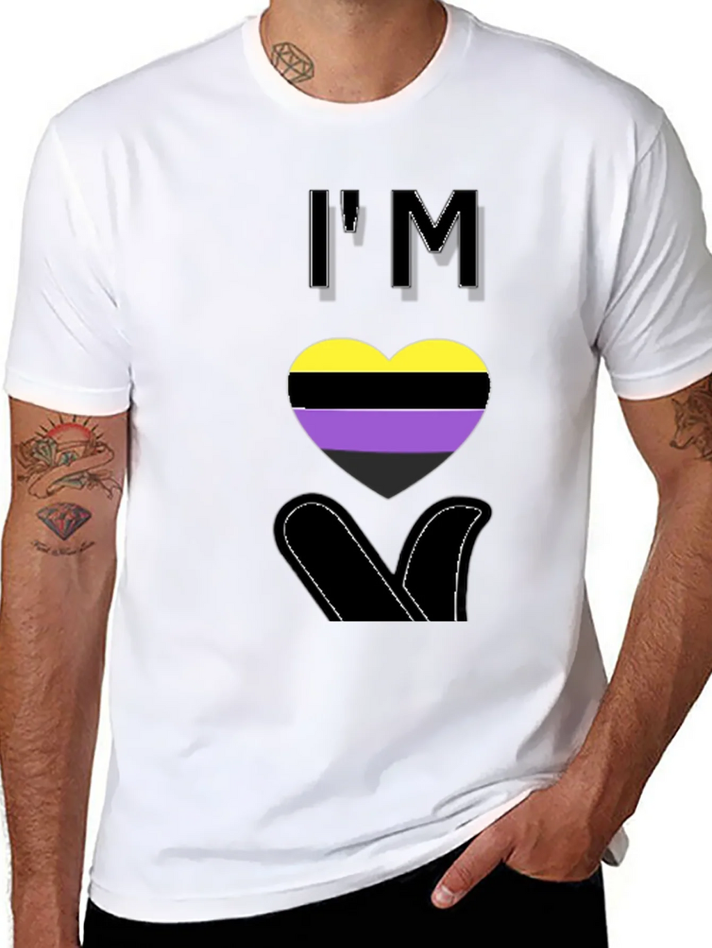 Nonbinary Pride Heart T-Shirt - LGBTQ+ Love product image 7