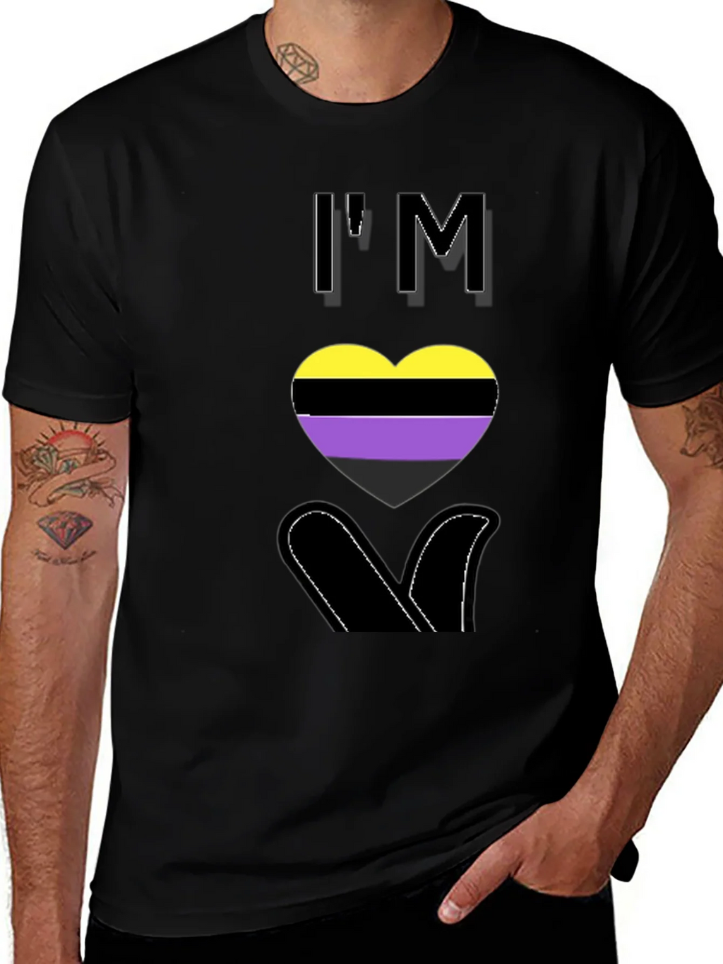 Nonbinary Pride Heart T-Shirt - LGBTQ+ Love product image 1