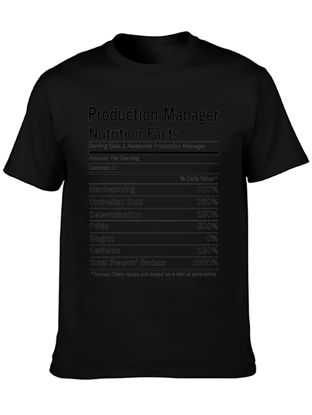 Production Manager Nutrition Facts T-Shirt product image 3