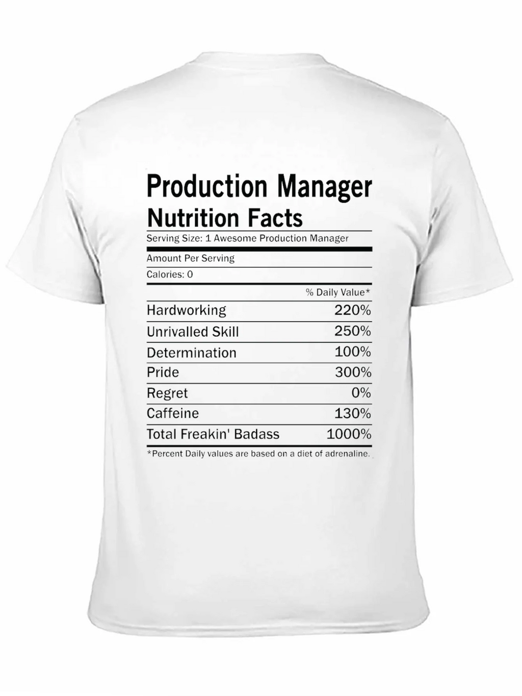 Production Manager Nutrition Facts T-Shirt product image 10