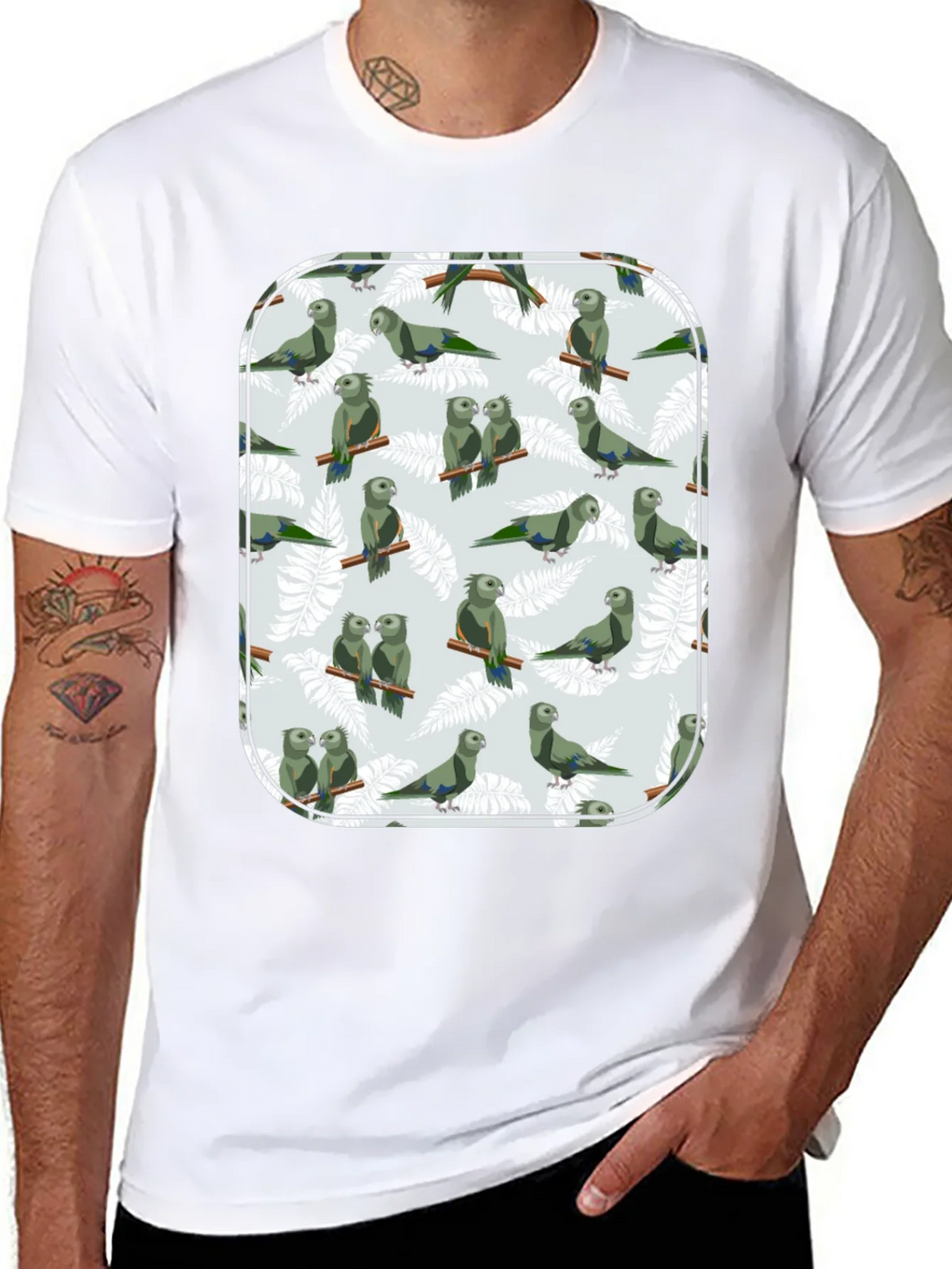 Parrot Print T-Shirt - Unique Graphic Tee product image 7