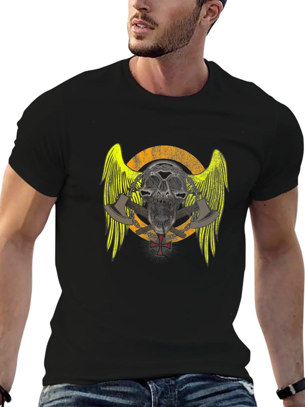Skull & Axes Graphic T-Shirt - Black product image 6