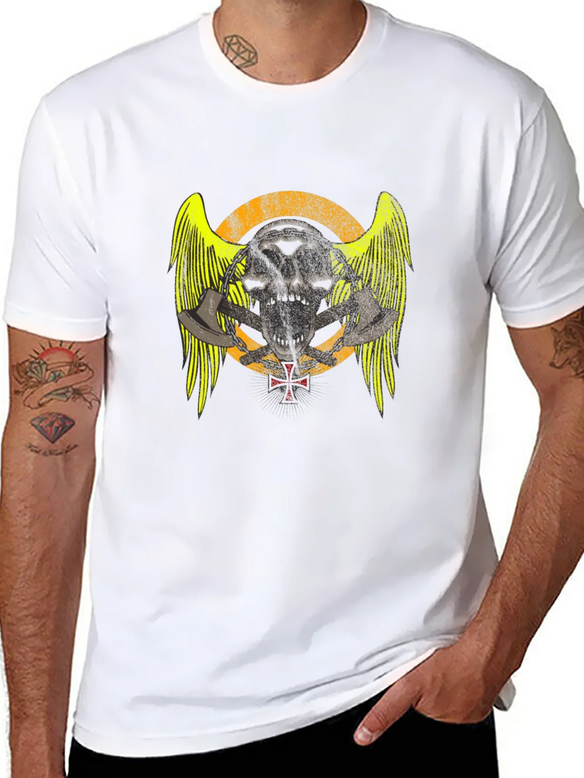 Skull & Axes Graphic T-Shirt - Black product image 7