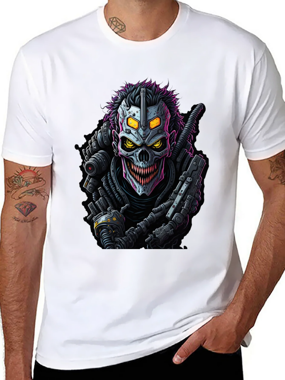 Cyberpunk Skull Graphic Tee - Black product image 7