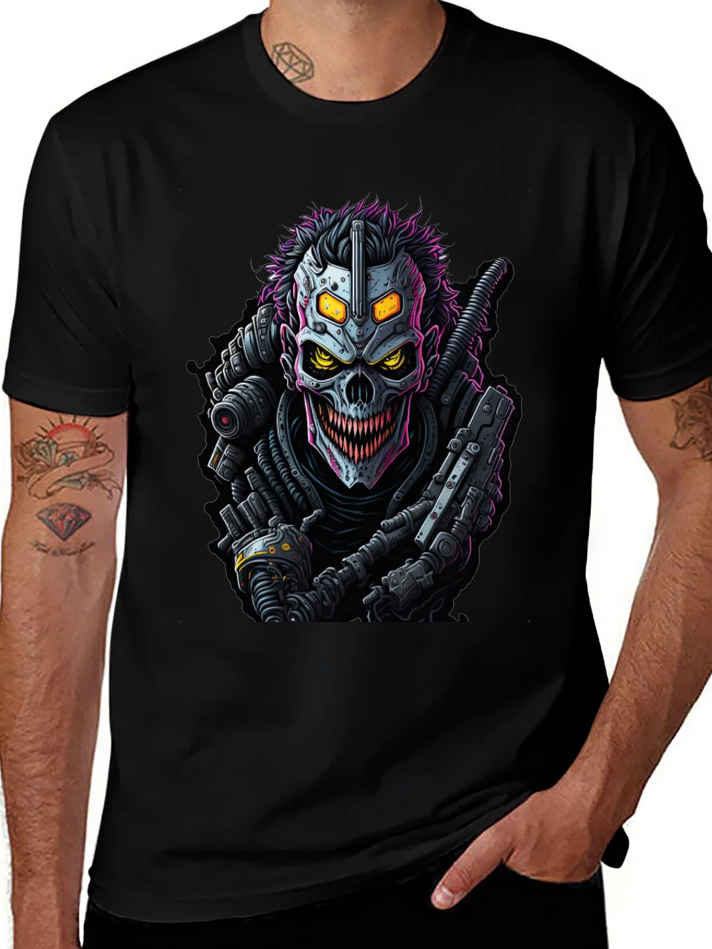Cyberpunk Skull Graphic Tee - Black product image 1