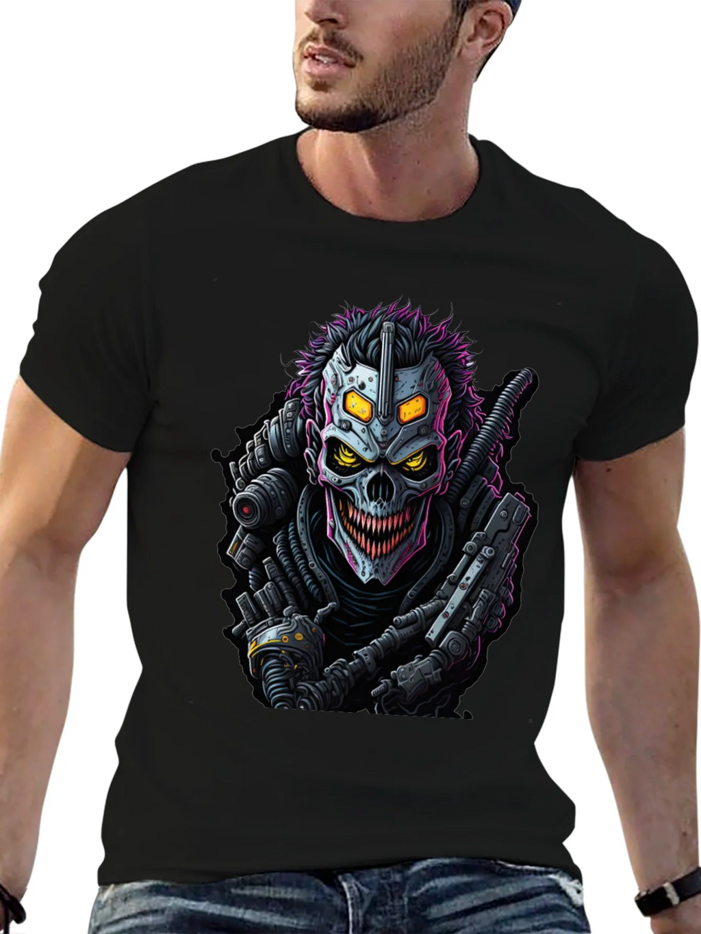 Cyberpunk Skull Graphic Tee - Black product image 6