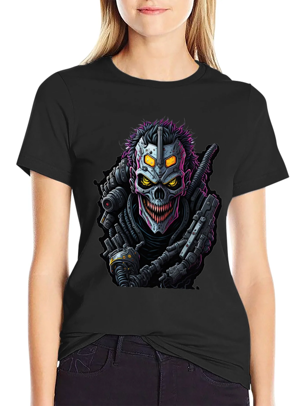 Cyberpunk Skull Graphic Tee - Black product image 2