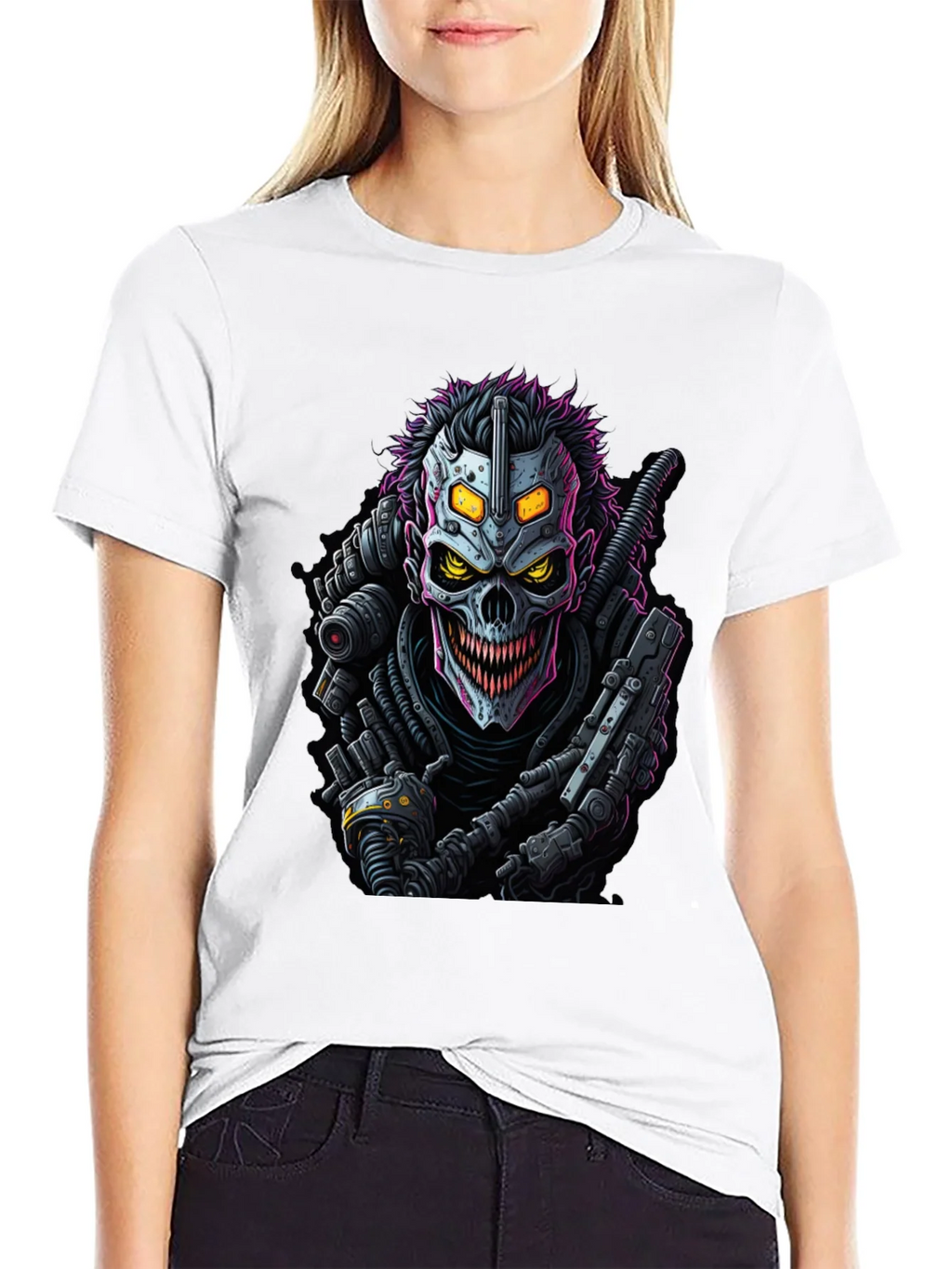 Cyberpunk Skull Graphic Tee - Black product image 8