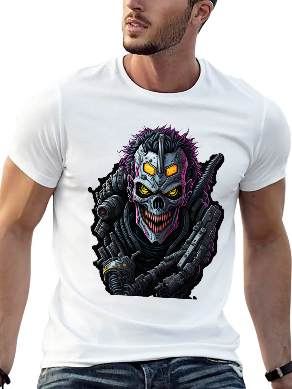Cyberpunk Skull Graphic Tee - Black product image 12