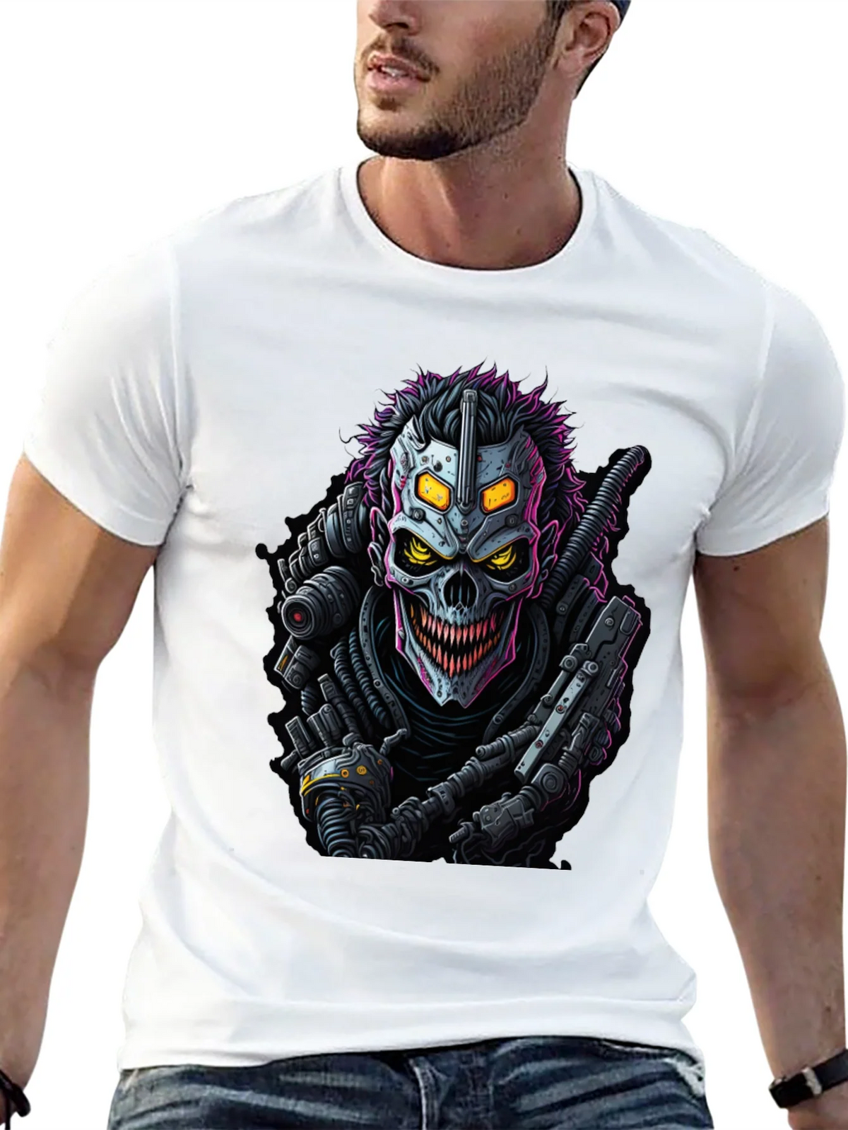 Cyberpunk Skull Graphic Tee - Black product image 12