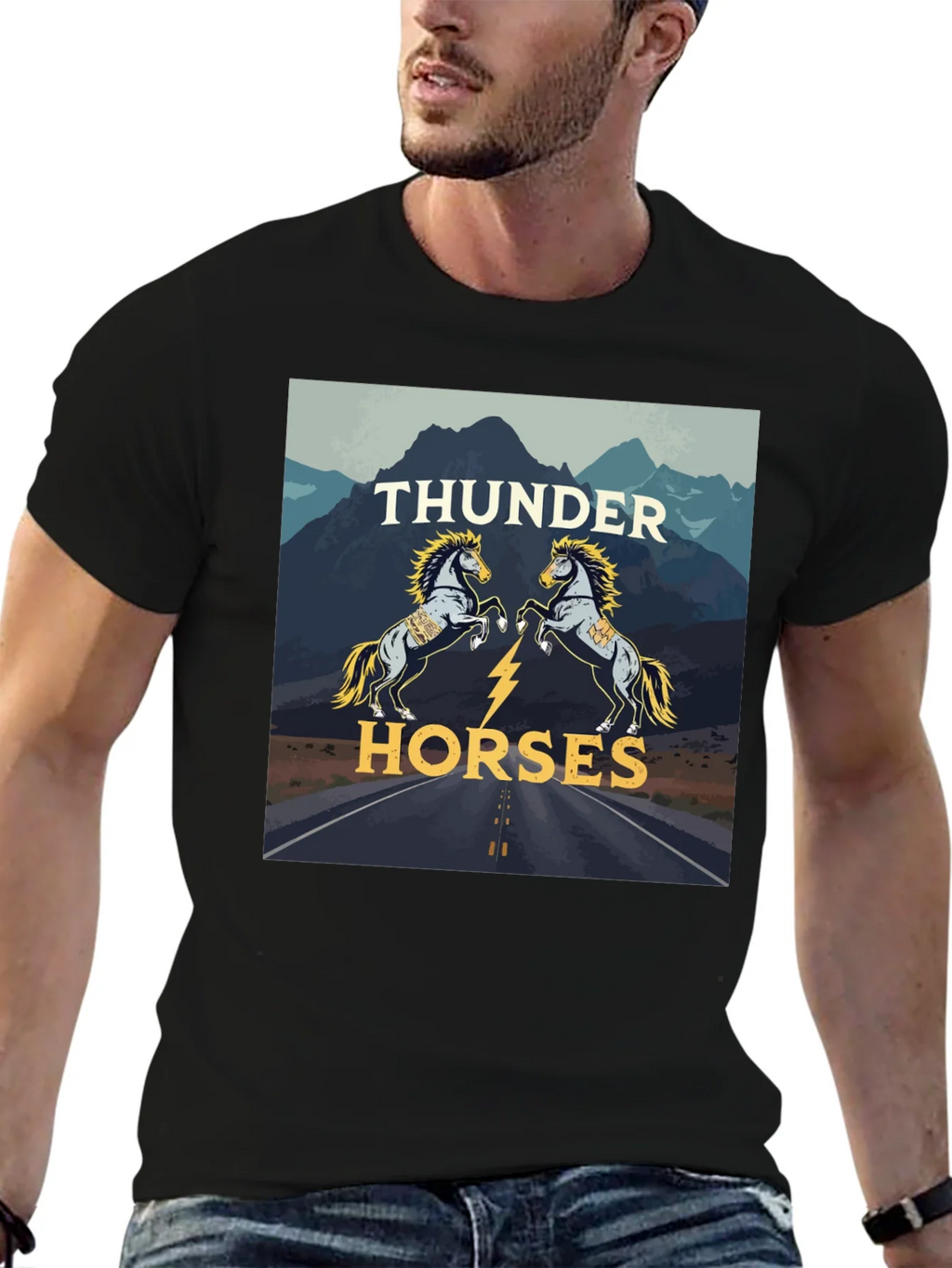 Thunder Horses Graphic T-Shirt - Black product image 6