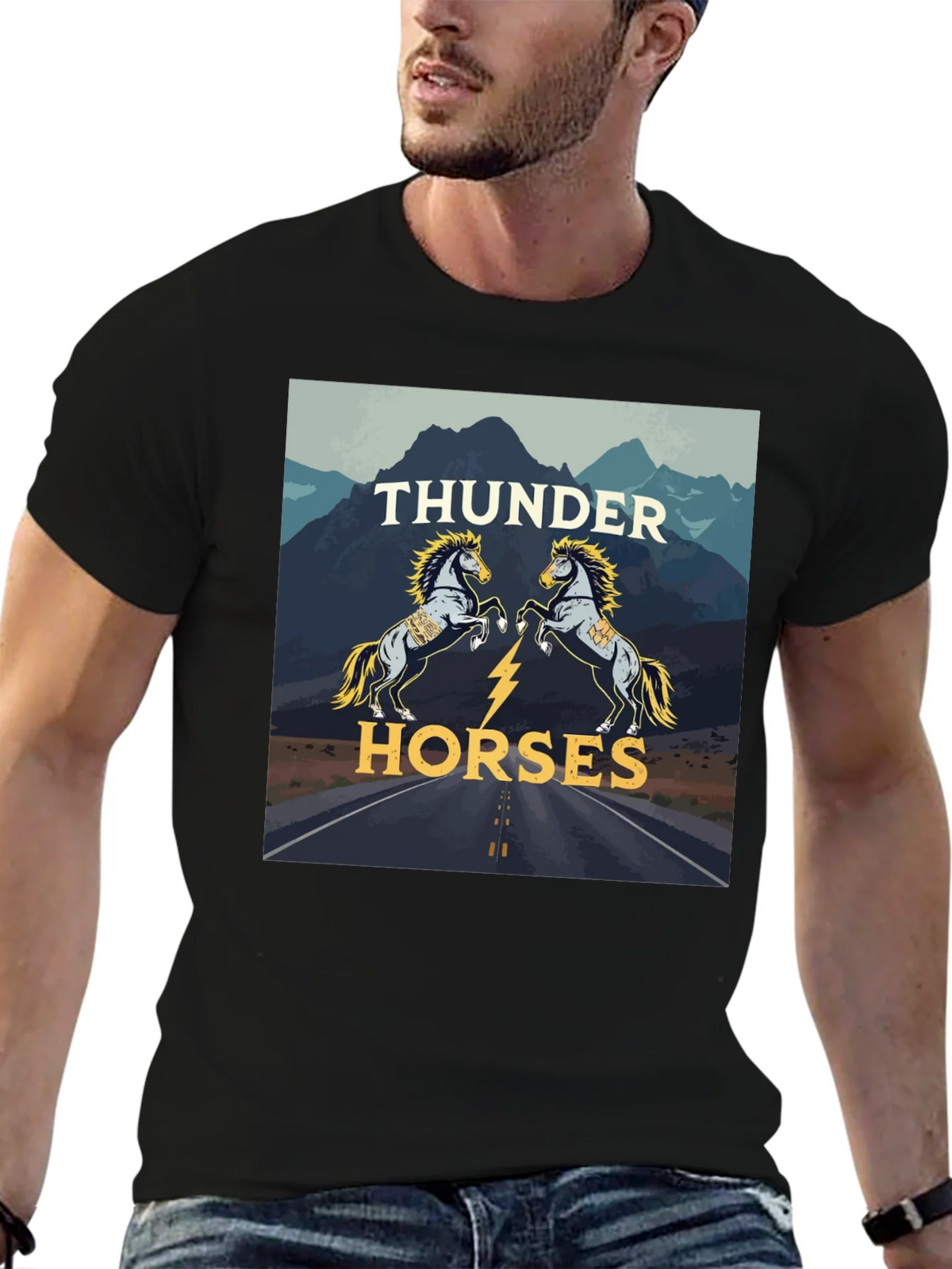 Thunder Horses Graphic T-Shirt - Black product image 6