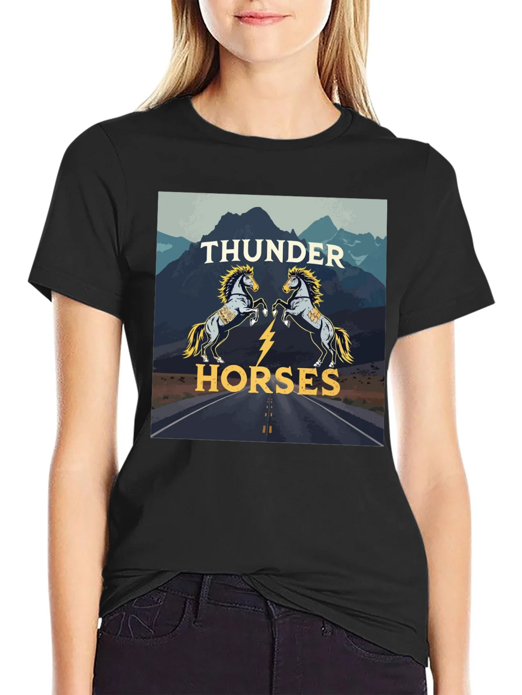 Thunder Horses Graphic T-Shirt - Black product image 2