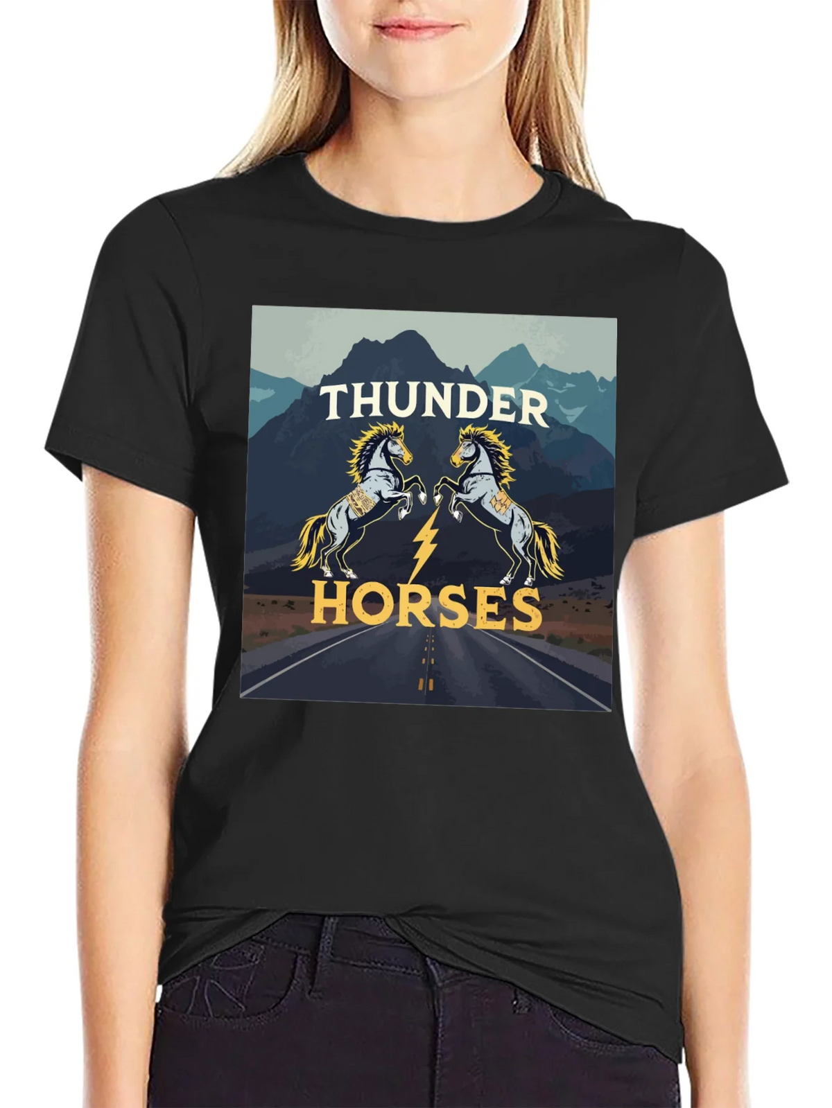 Thunder Horses Graphic T-Shirt - Black product image 2