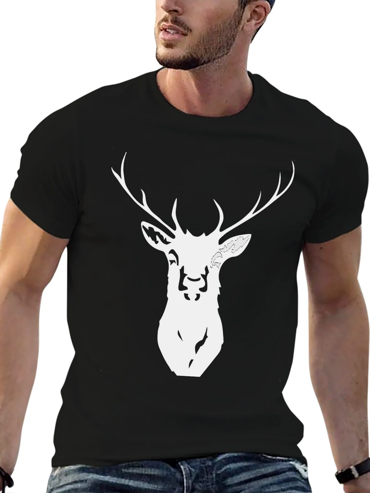 Stag Graphic Tee - Black Deer Head Design product image 6