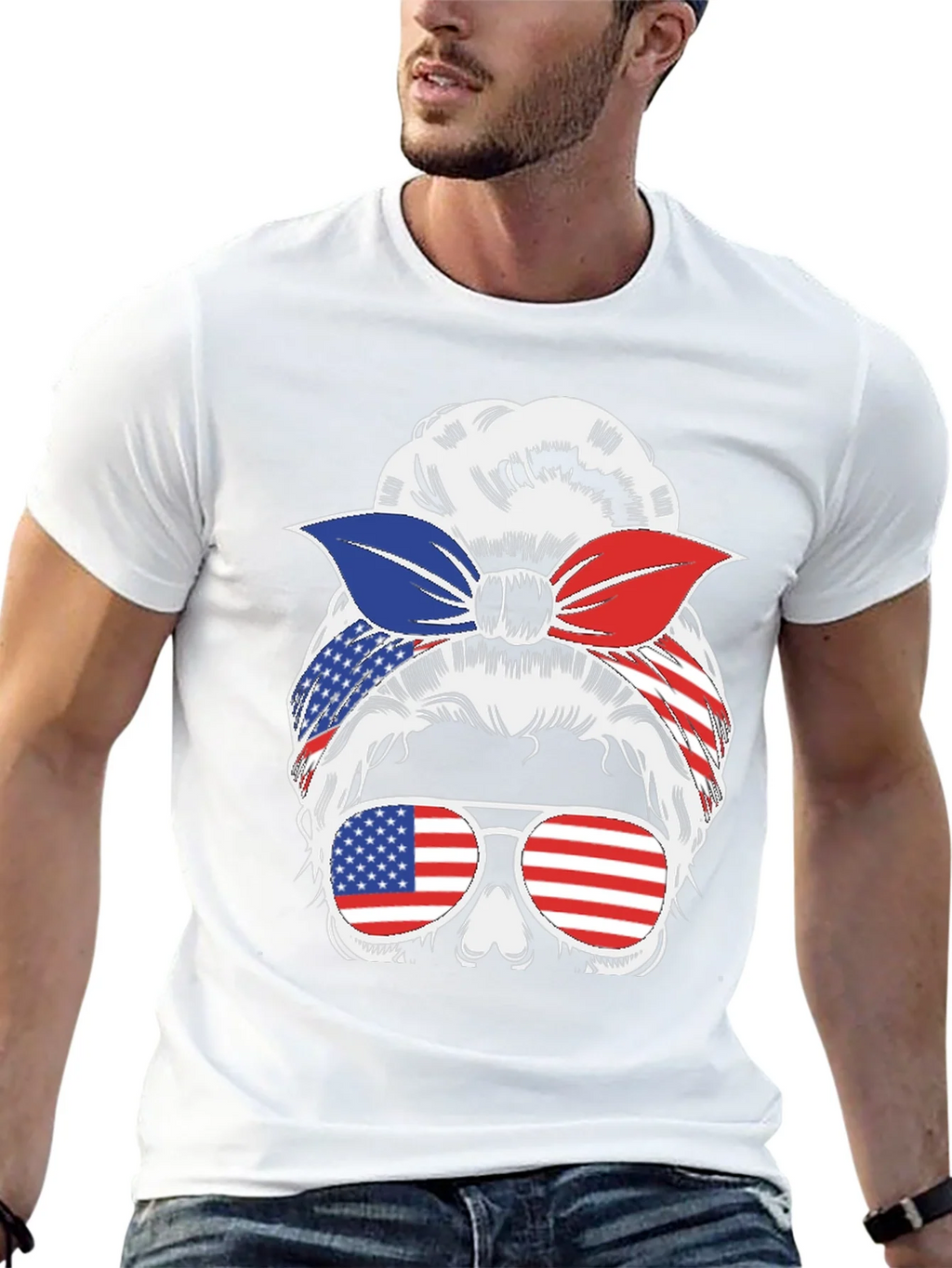 Messy Bun Patriotic T-Shirt - USA Flag product image 2