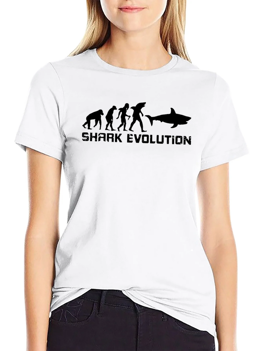 Shark Evolution Graphic Print Black T-Shirt product image 8