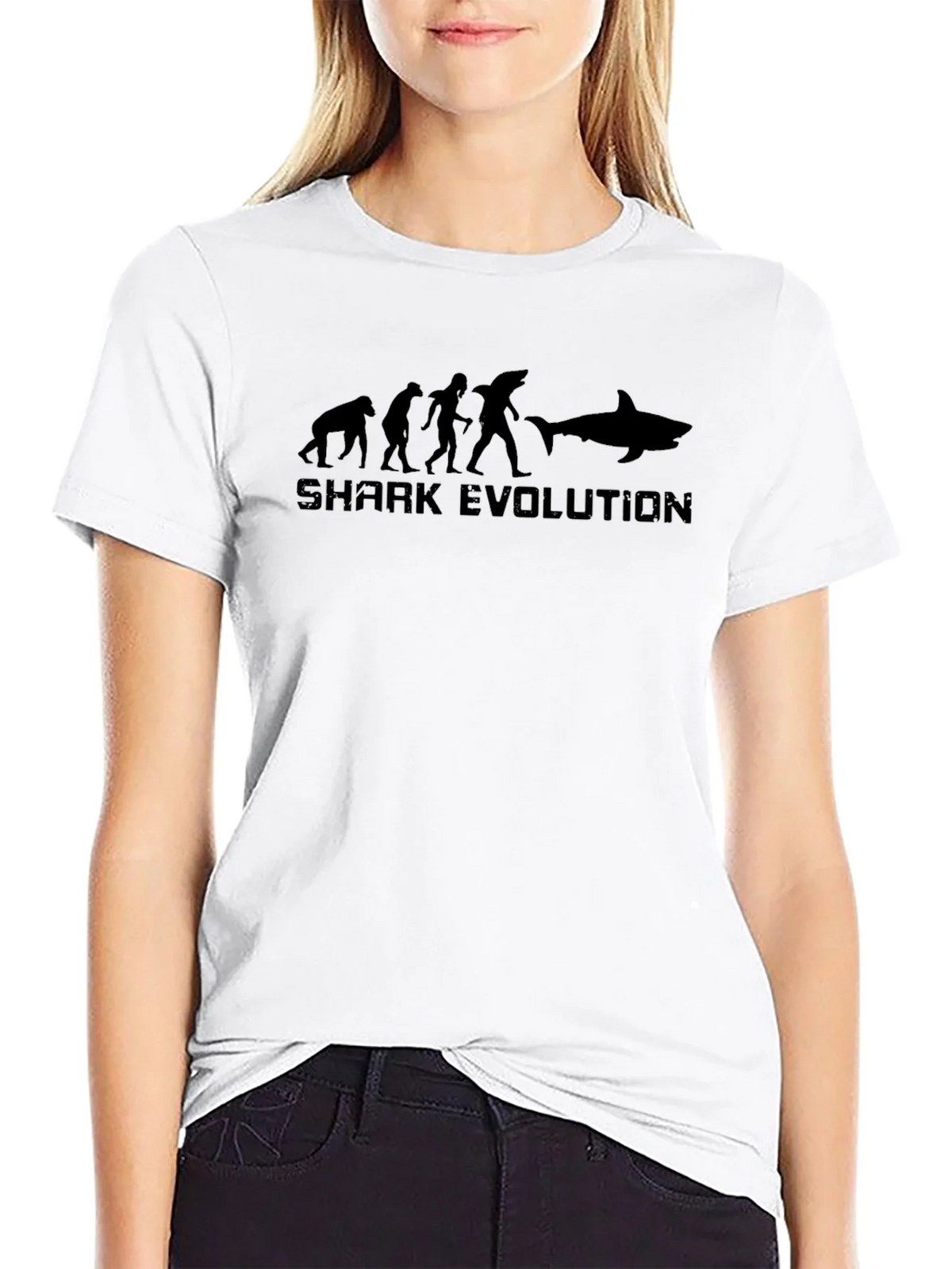 Shark Evolution Graphic Print Black T-Shirt product image 8